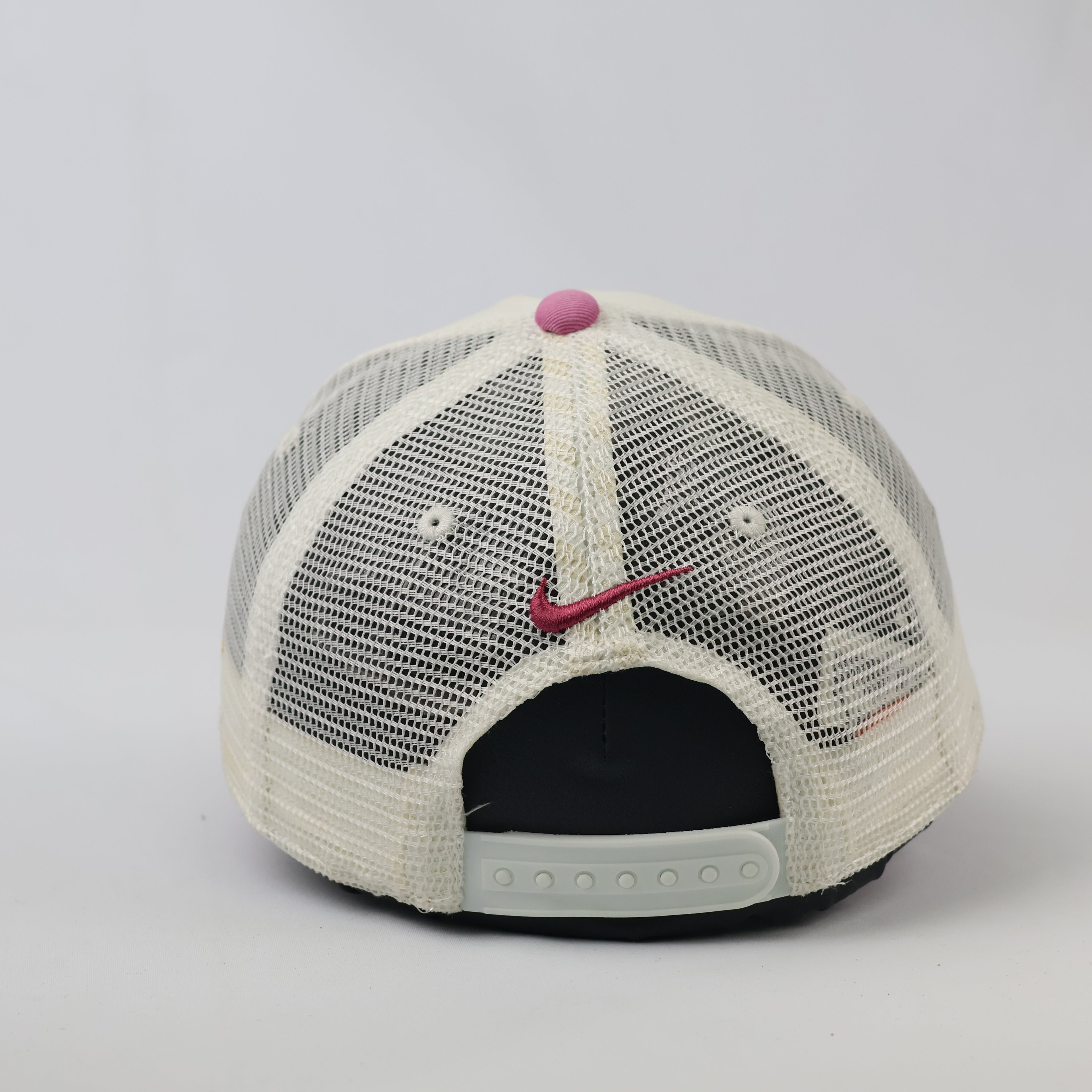 Vintage Nike Swoosh Mesh Back Trucker Cap - Pink Gradient Text Hat