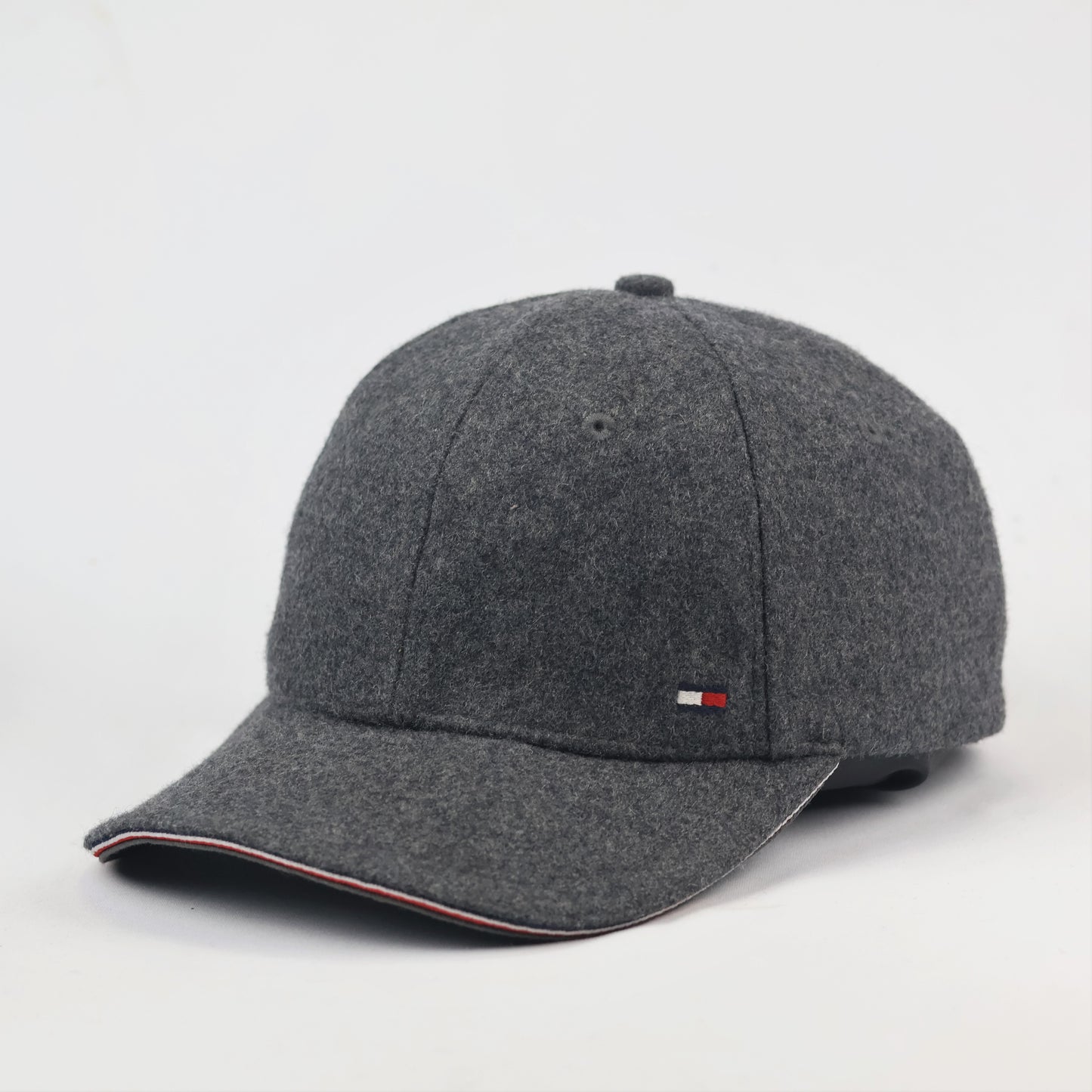 Vintage Tommy Hilfiger Charcoal Grey woolen Dad Thrifted Hat - Embroidered Flag Logo