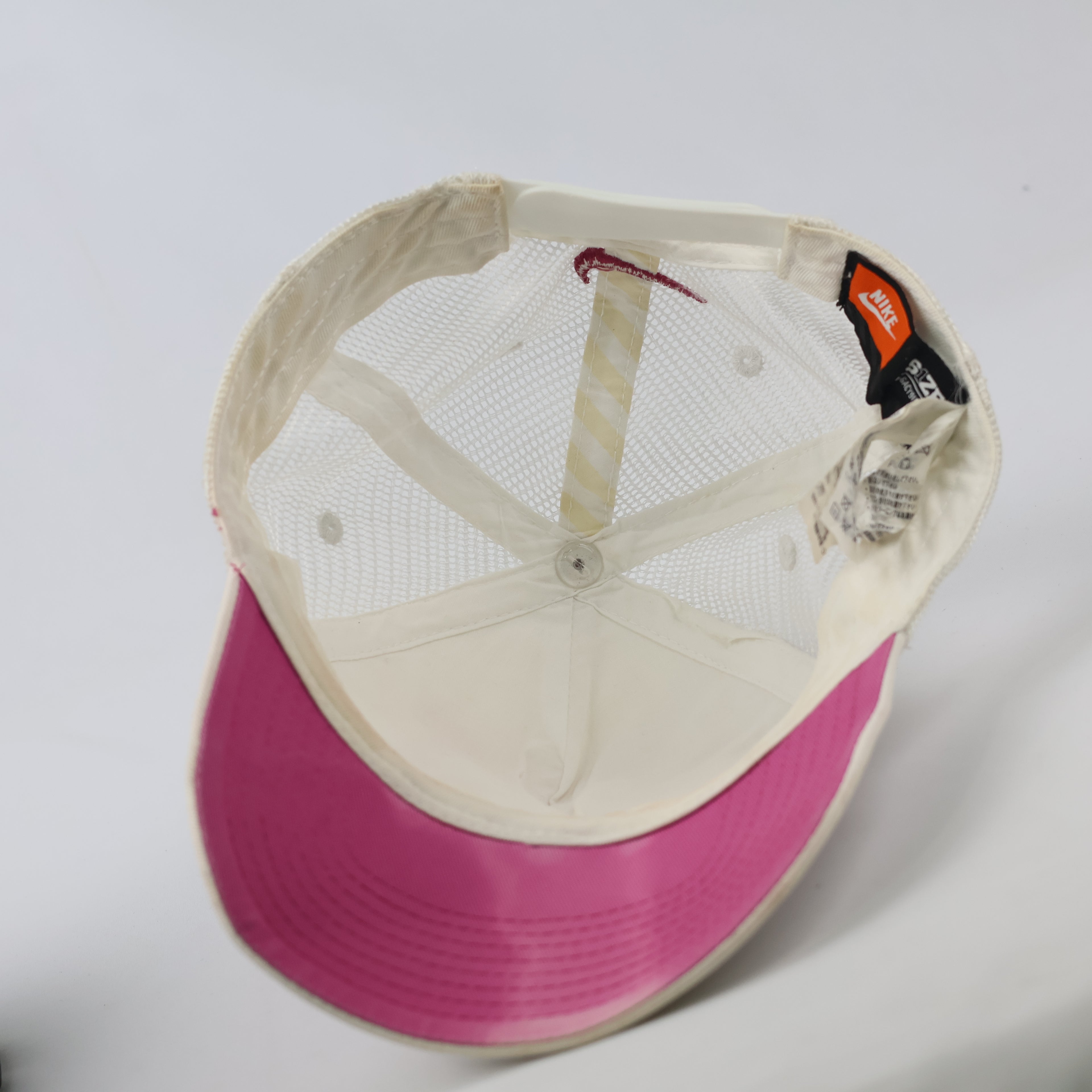 Vintage Nike Swoosh Mesh Back Trucker Cap - Pink Gradient Text Hat