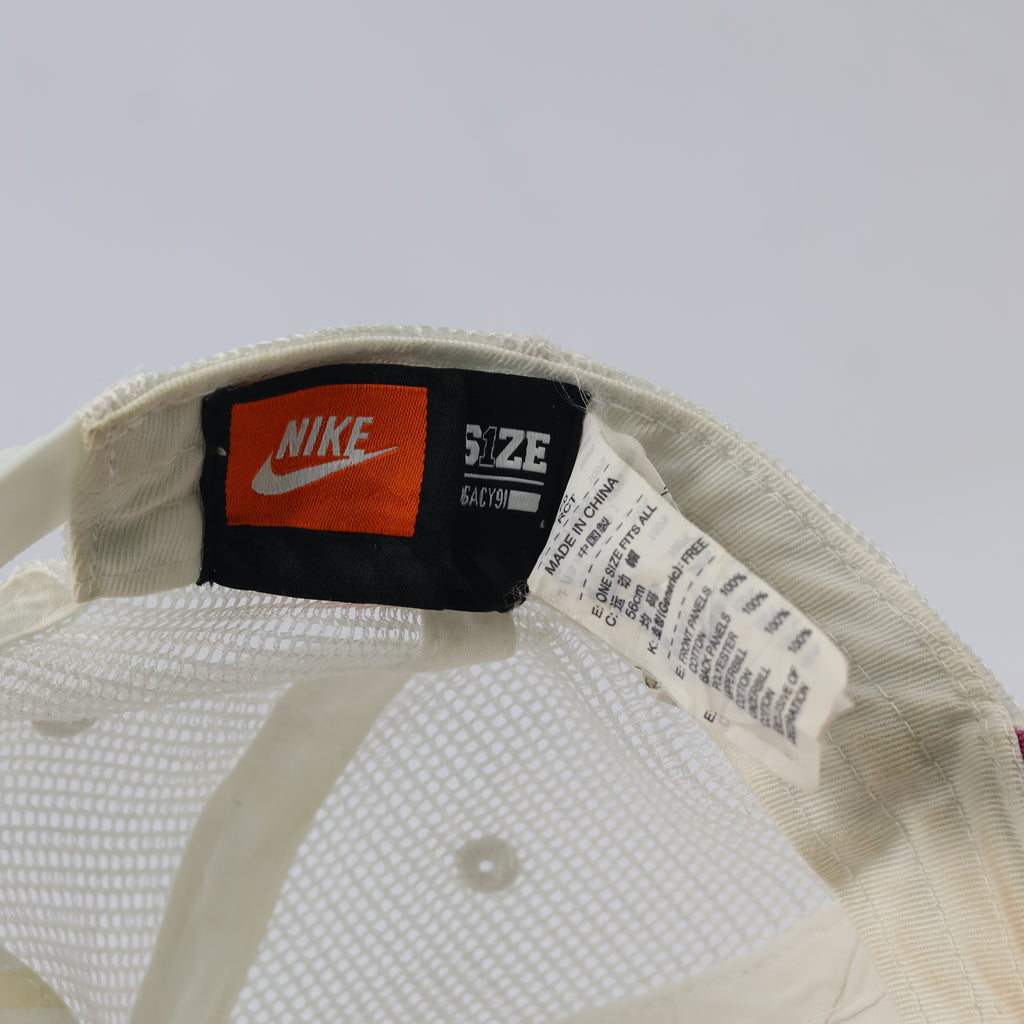 Vintage Nike Swoosh Mesh Back Trucker Cap - Pink Gradient Text Hat