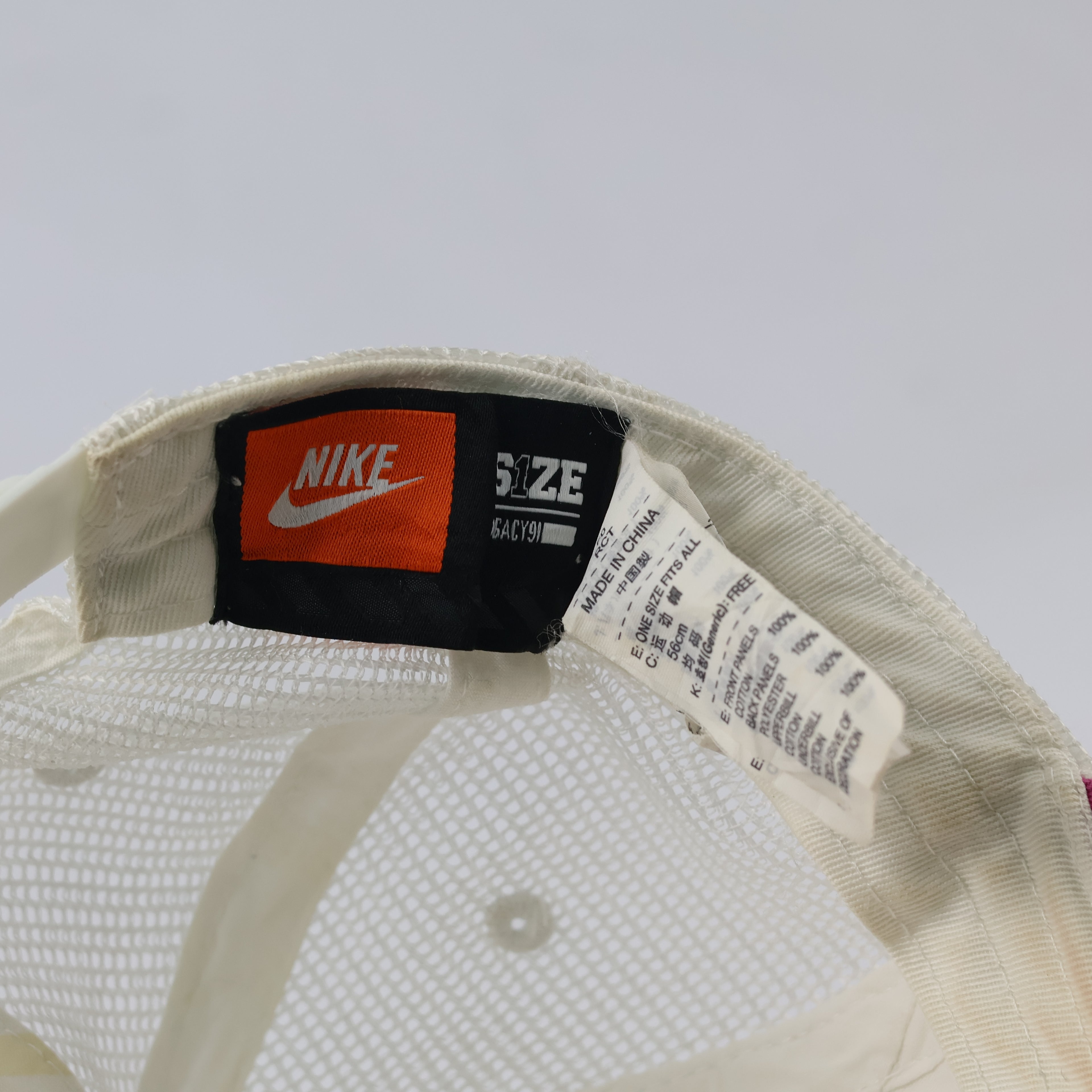 Vintage Nike Swoosh Mesh Back Trucker Cap - Pink Gradient Text Hat