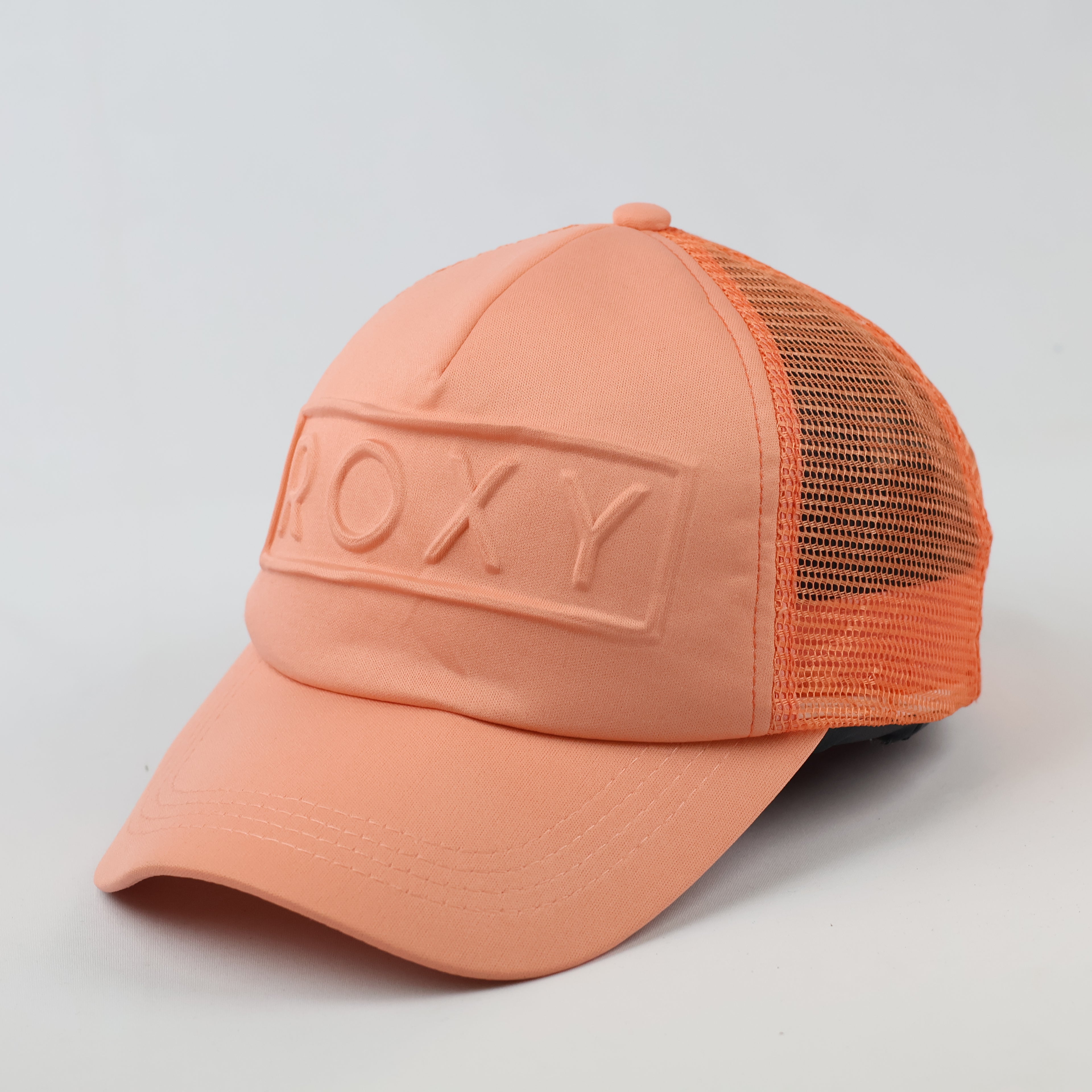 Roxy Embossed Box Logo Trucker Cap - Coral Pink Beach Surf Hat
