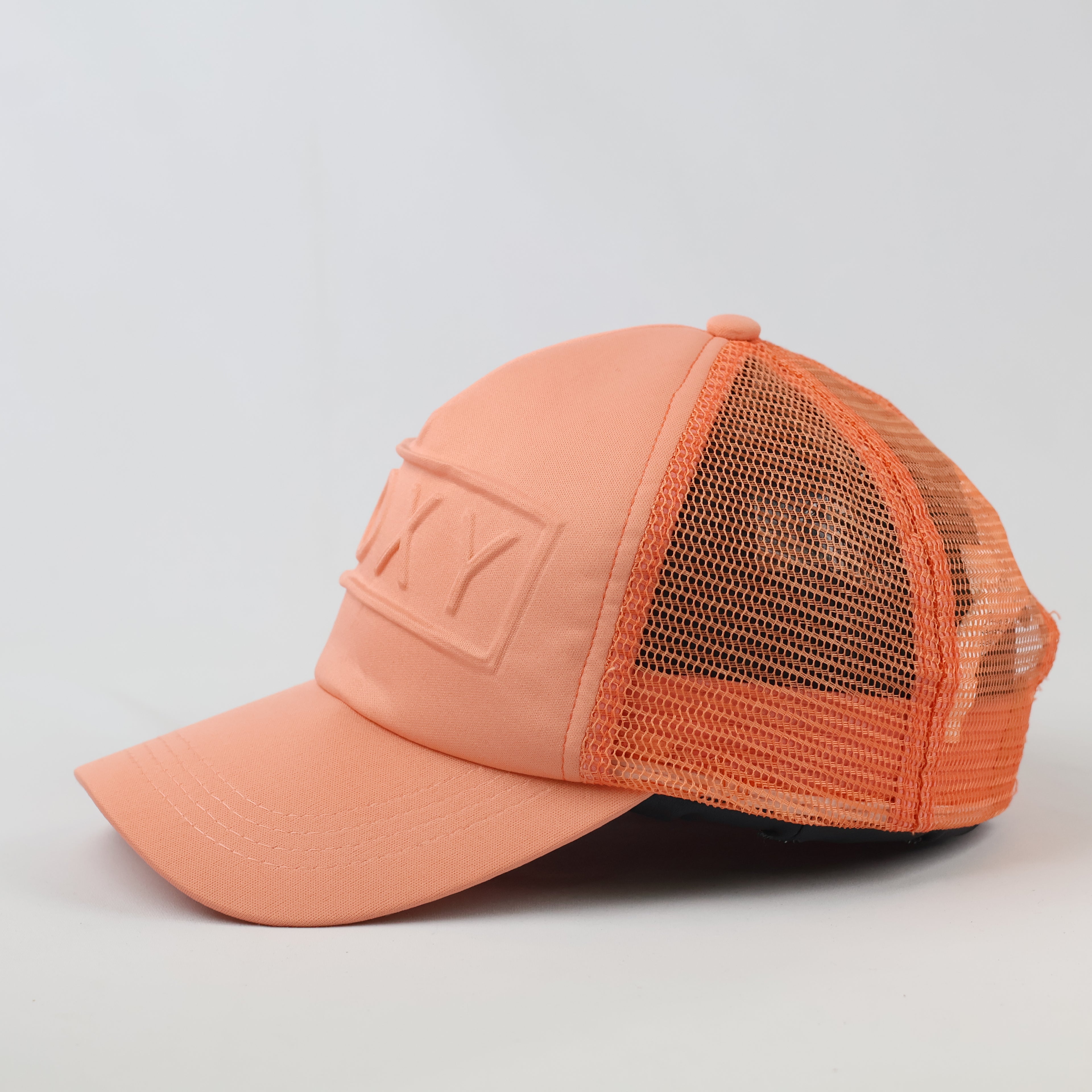 Roxy Embossed Box Logo Trucker Cap - Coral Pink Beach Surf Hat
