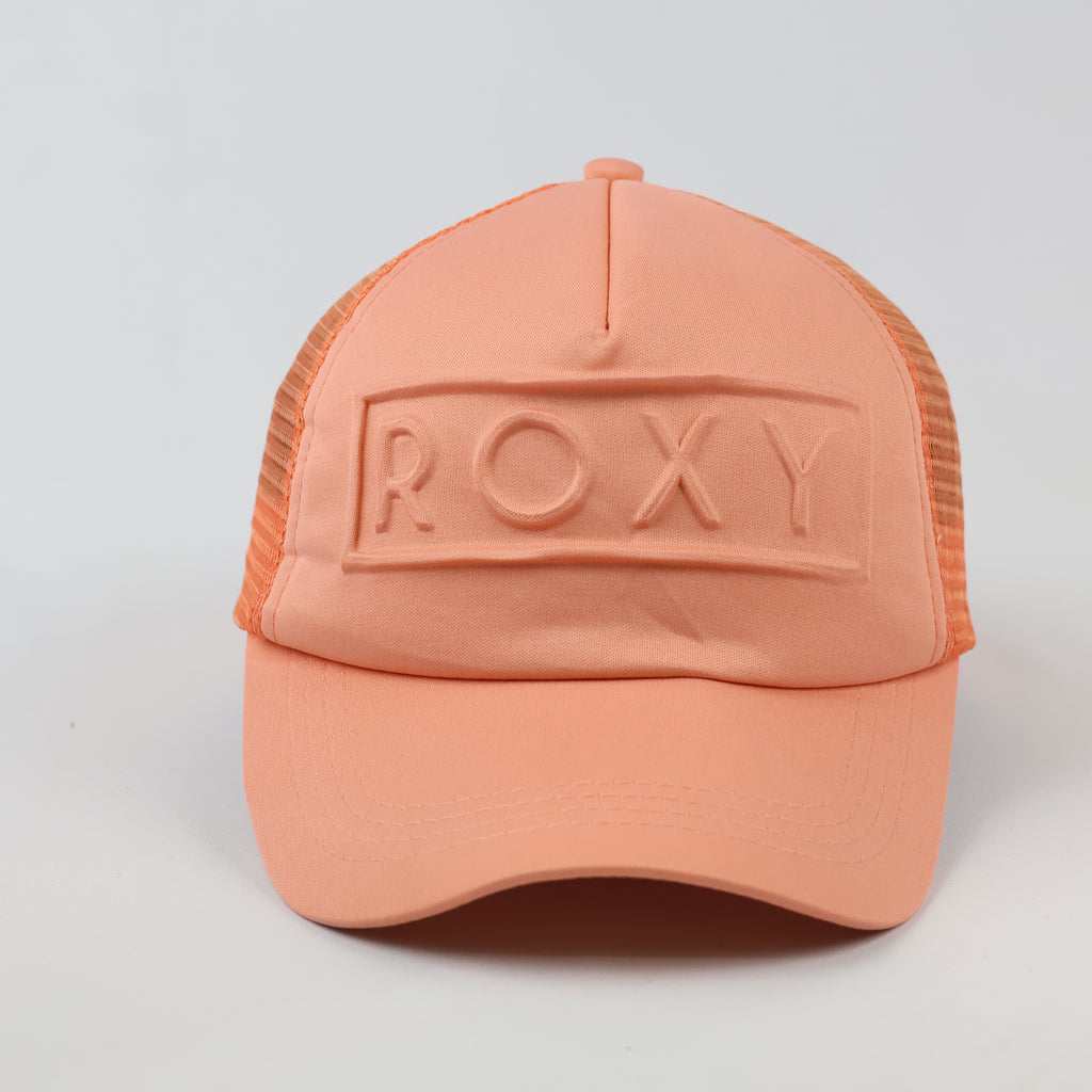 Roxy Embossed Box Logo Trucker Cap - Coral Pink Beach Surf Hat