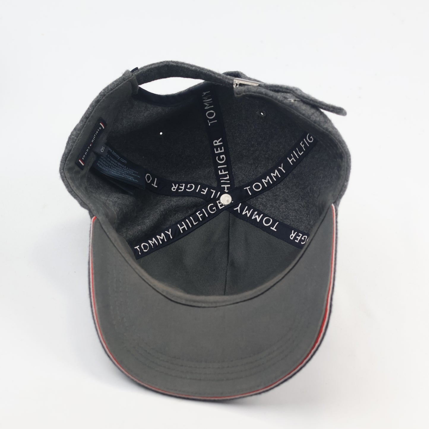 Vintage Tommy Hilfiger Charcoal Grey woolen Dad Thrifted Hat - Embroidered Flag Logo