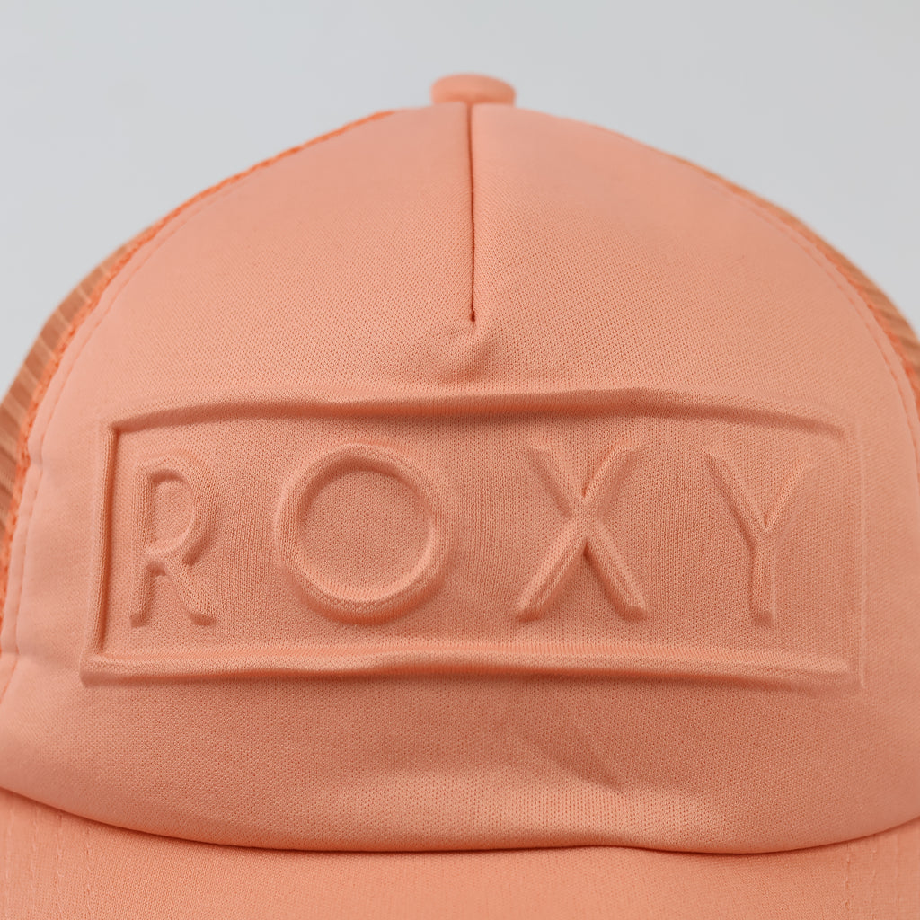 Roxy Embossed Box Logo Trucker Cap - Coral Pink Beach Surf Hat