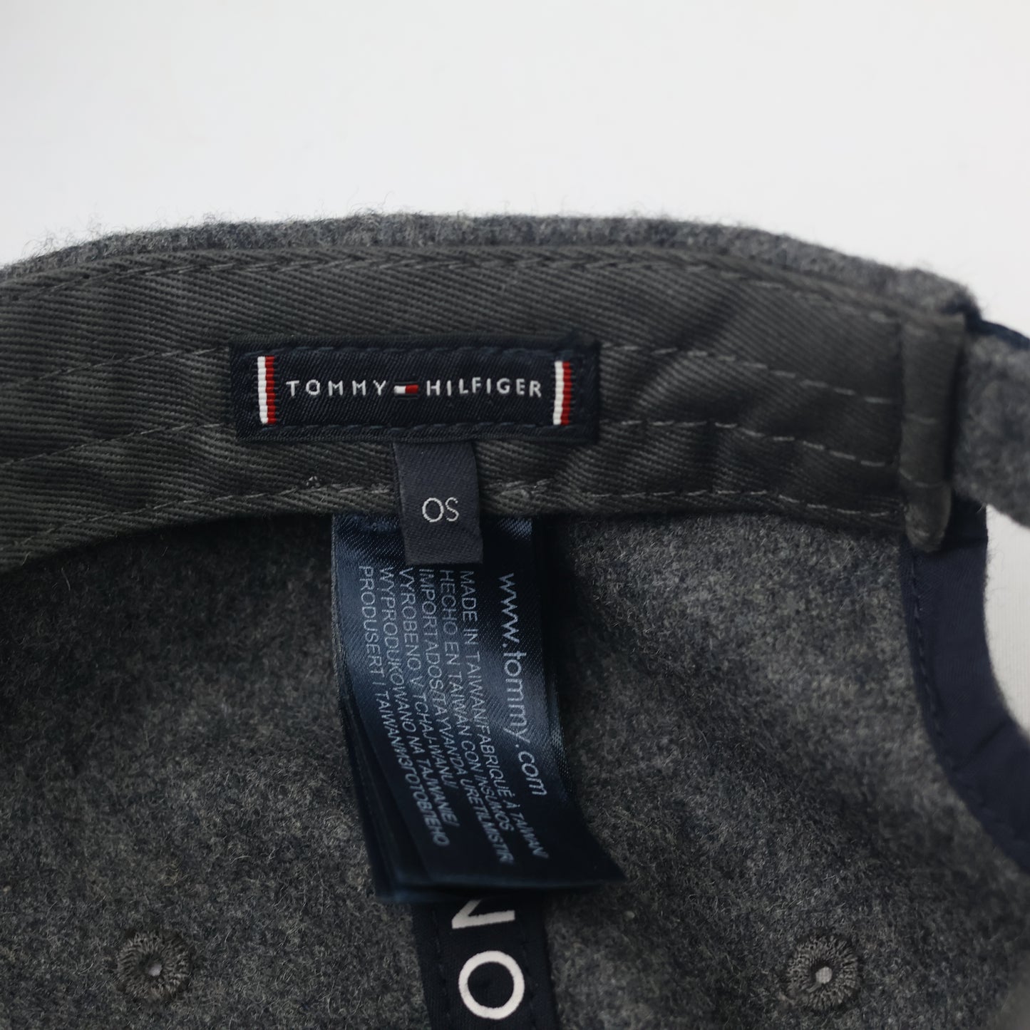 Vintage Tommy Hilfiger Charcoal Grey woolen Dad Thrifted Hat - Embroidered Flag Logo