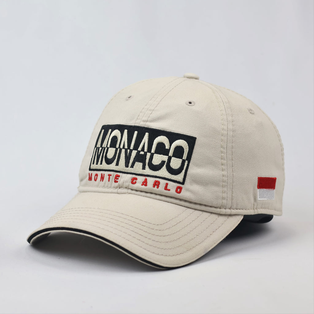 Monte Carlo Monaco Flag Patch Souvenir Thrifted Hat - Cream