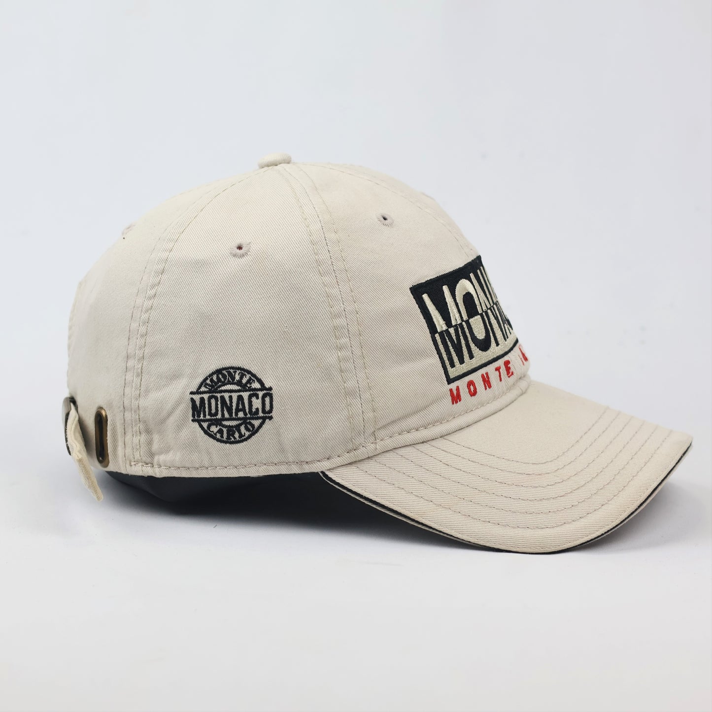 Monte Carlo Monaco Flag Patch Souvenir Thrifted Hat - Cream