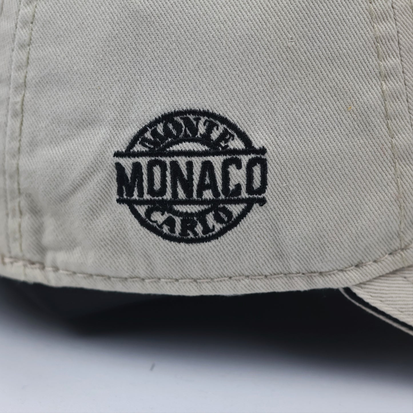 Monte Carlo Monaco Flag Patch Souvenir Thrifted Hat - Cream