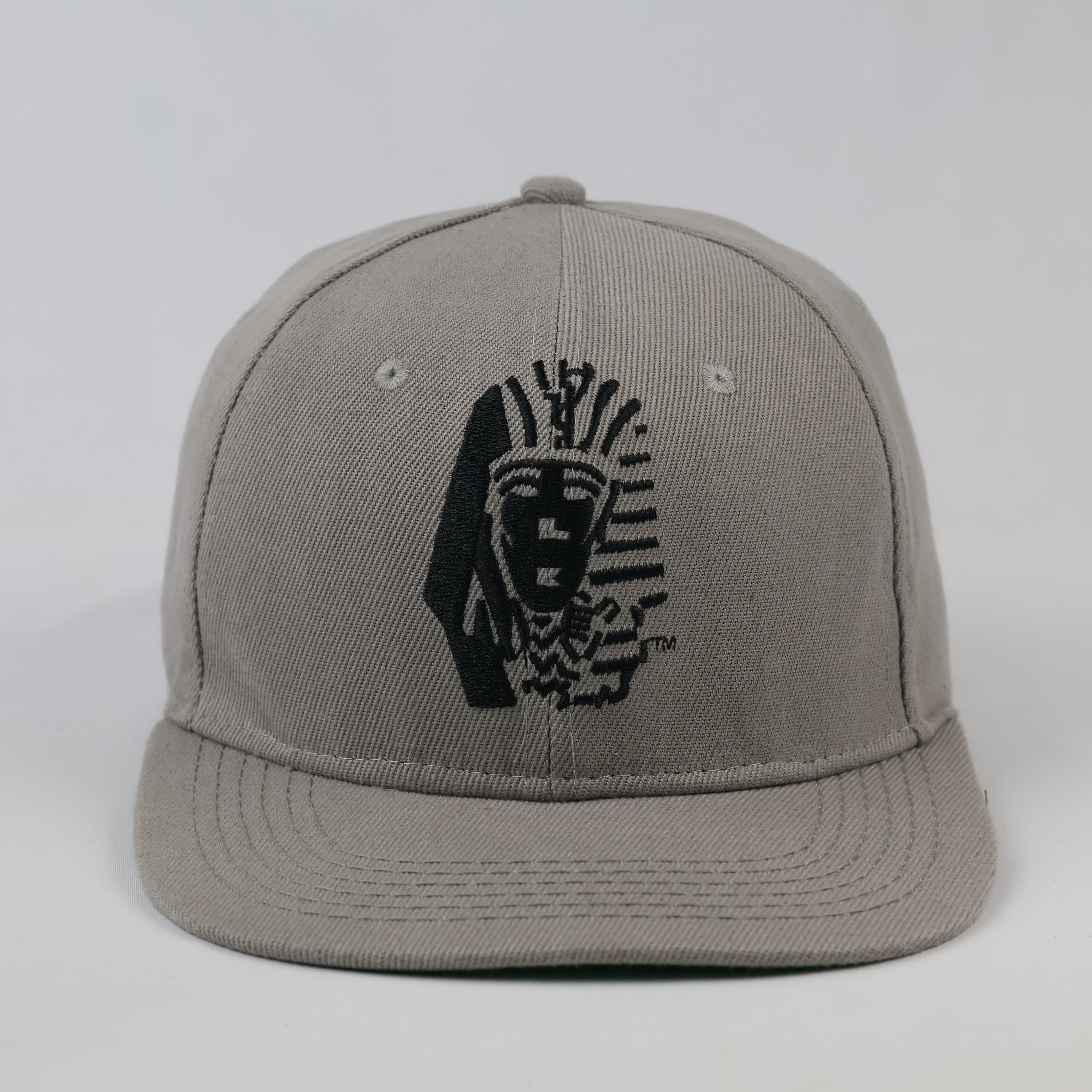 Last Kings Embroidered Pharaoh Logo Hat - Grey Snapback with Green Underbrim