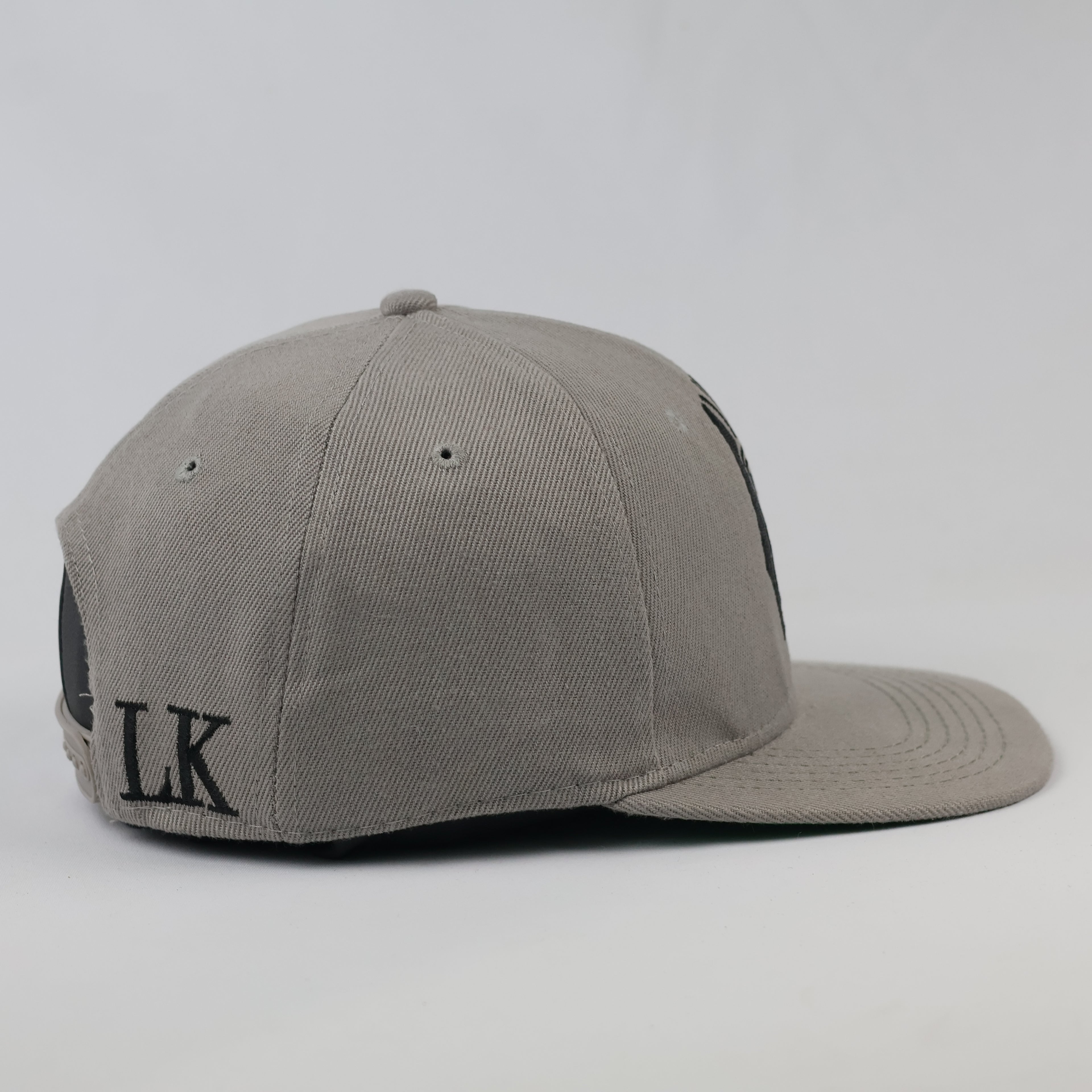 Last Kings Embroidered Pharaoh Logo Hat - Grey Snapback with Green Underbrim