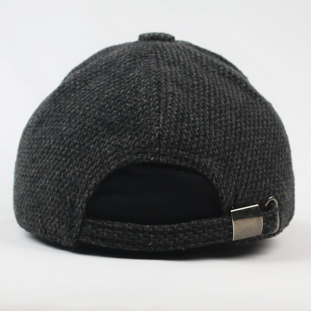 Charcoal Tweed Style Dad Hat | Convertible Earflap Cap for Winter | Warm & Stylish