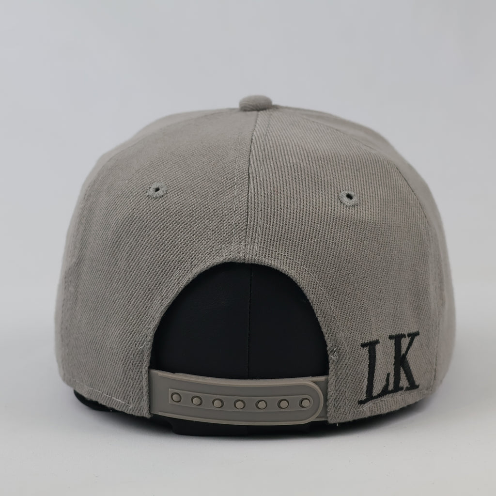 Last Kings Embroidered Pharaoh Logo Hat - Grey Snapback with Green Underbrim