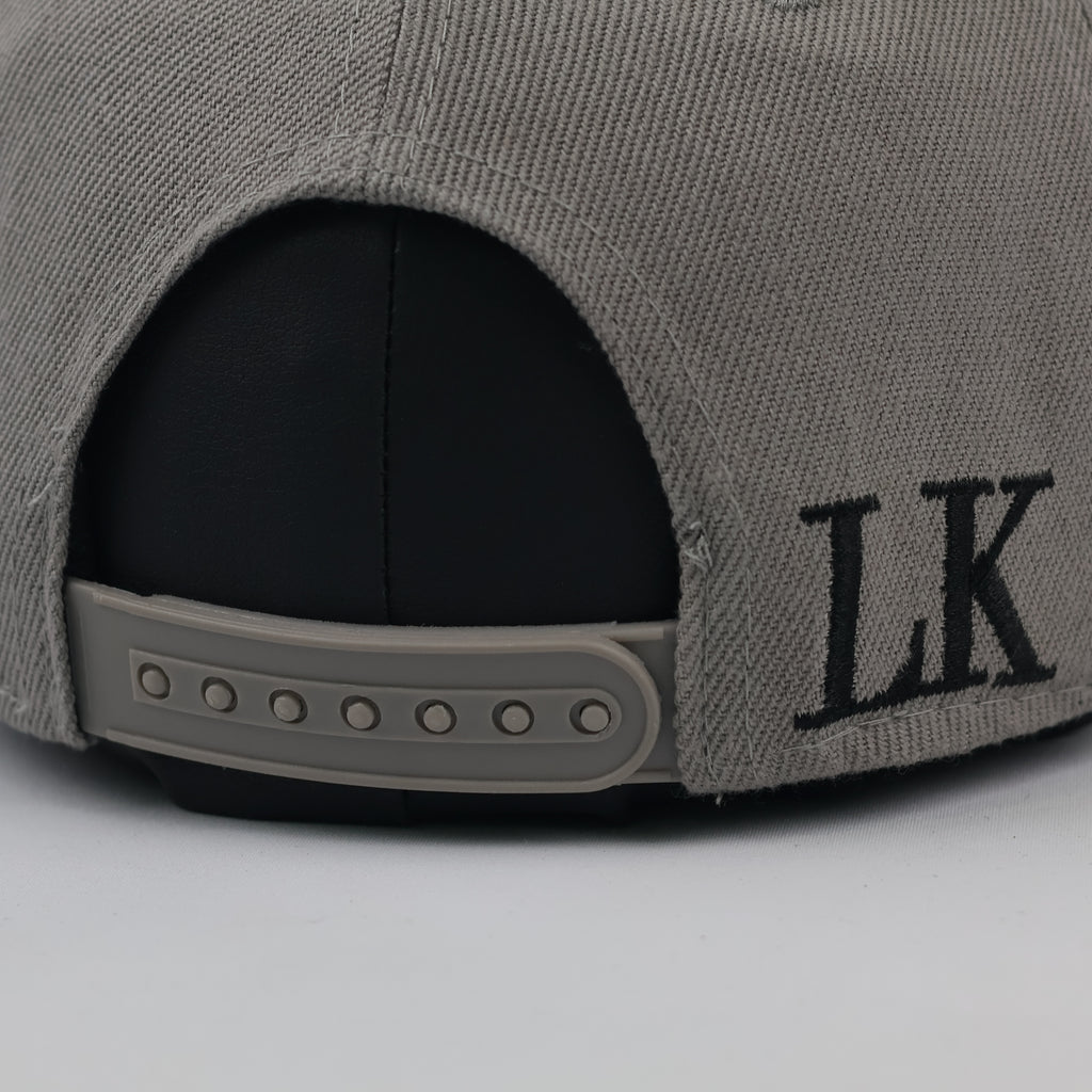 Last Kings Embroidered Pharaoh Logo Hat - Grey Snapback with Green Underbrim