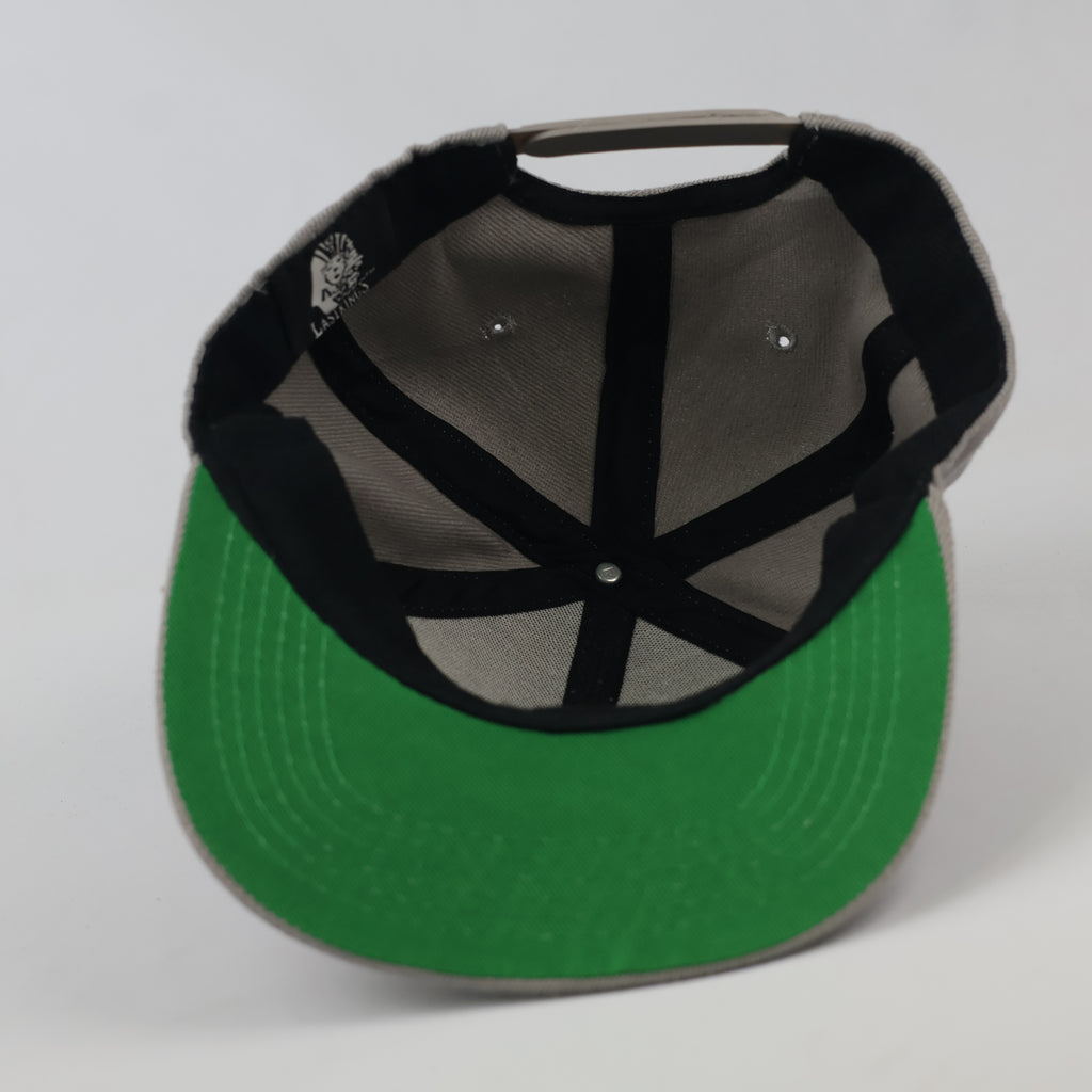 Last Kings Embroidered Pharaoh Logo Hat - Grey Snapback with Green Underbrim
