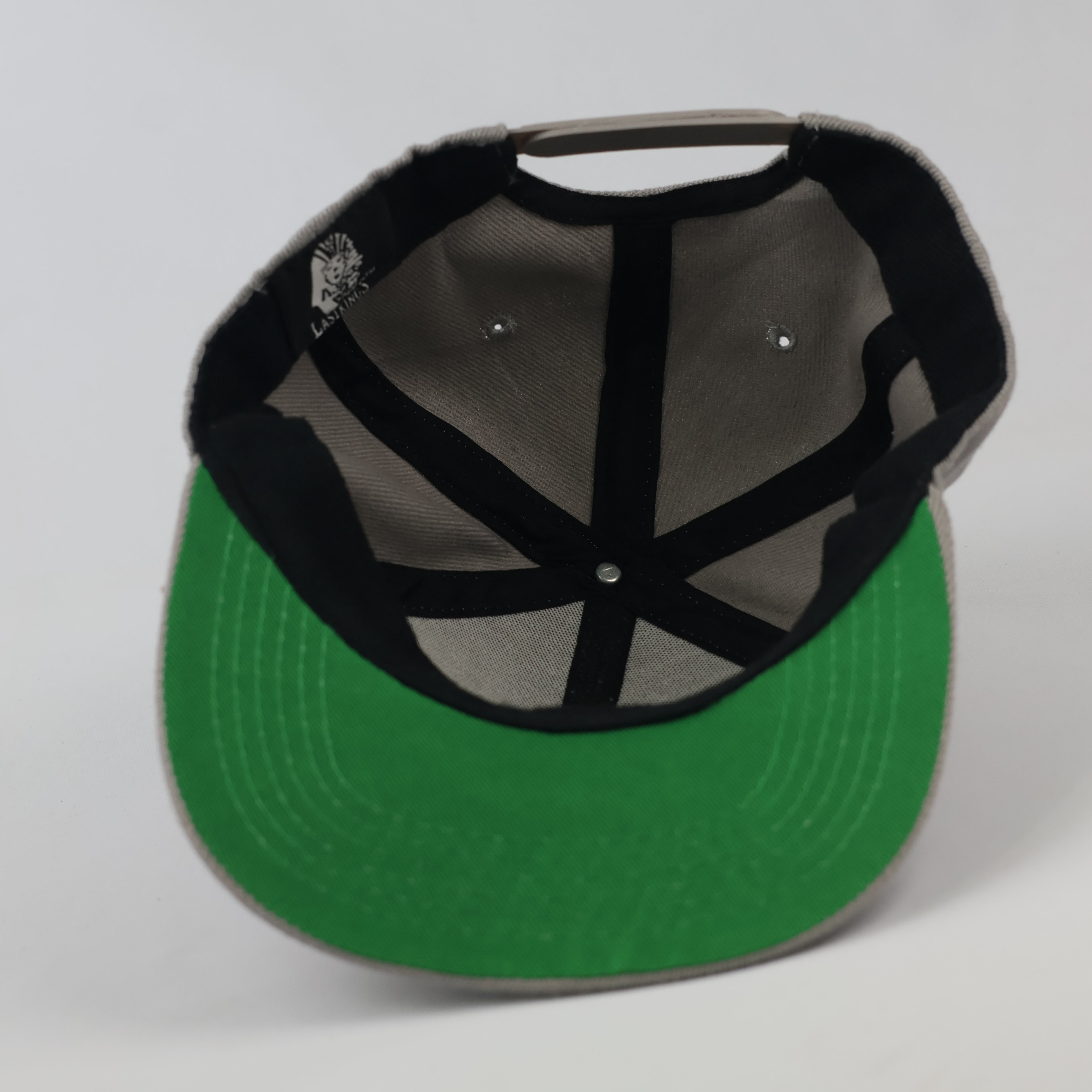 Last Kings Embroidered Pharaoh Logo Hat - Grey Snapback with Green Underbrim