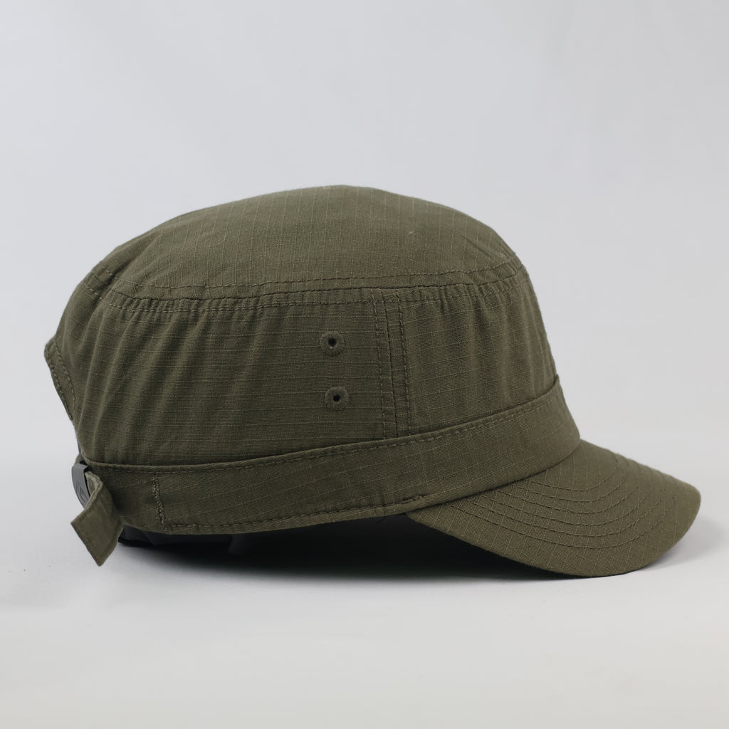 Quiksilver Olive Green Army Style Cap - Leather Logo Patch Military Hat