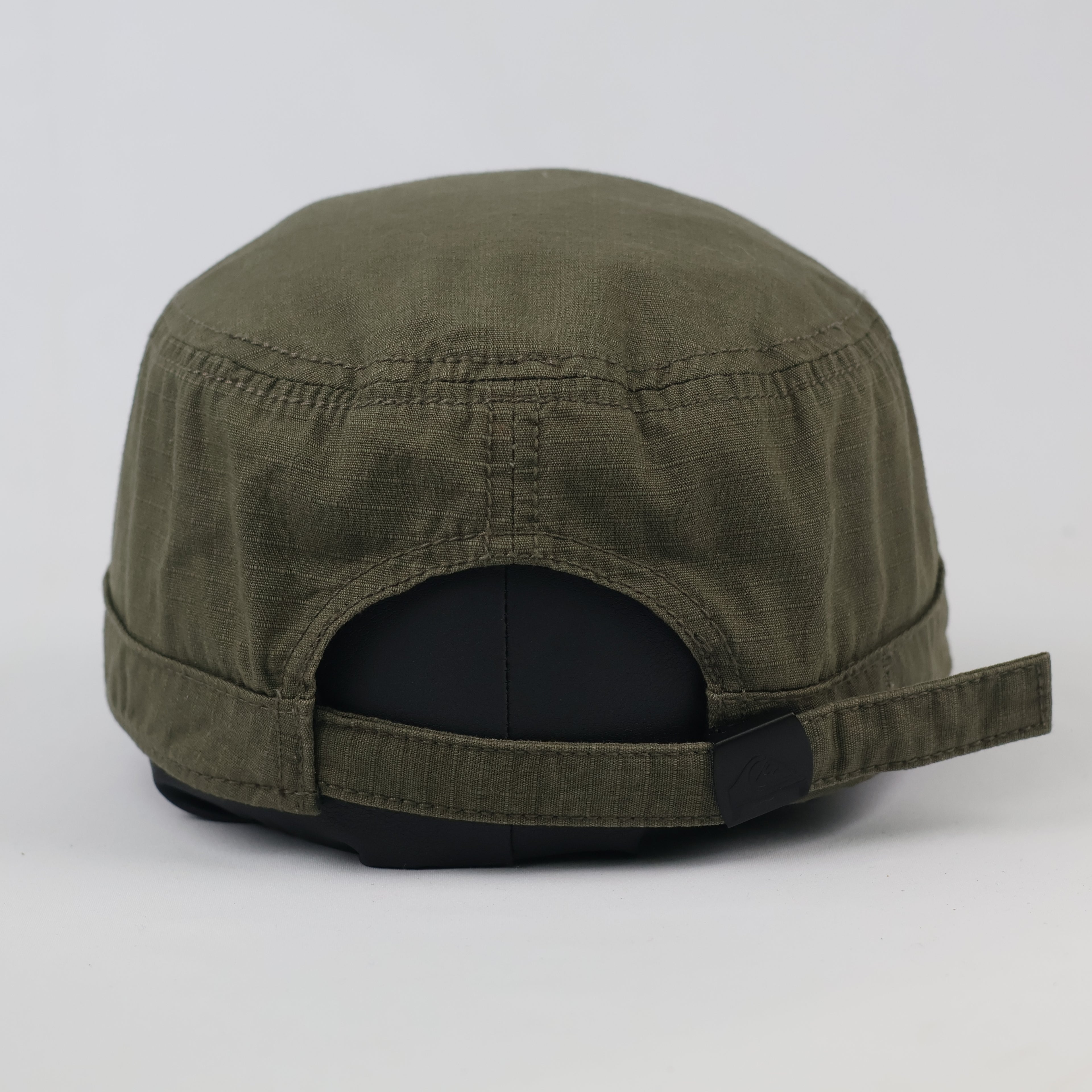 Quiksilver Olive Green Army Style Cap - Leather Logo Patch Military Hat