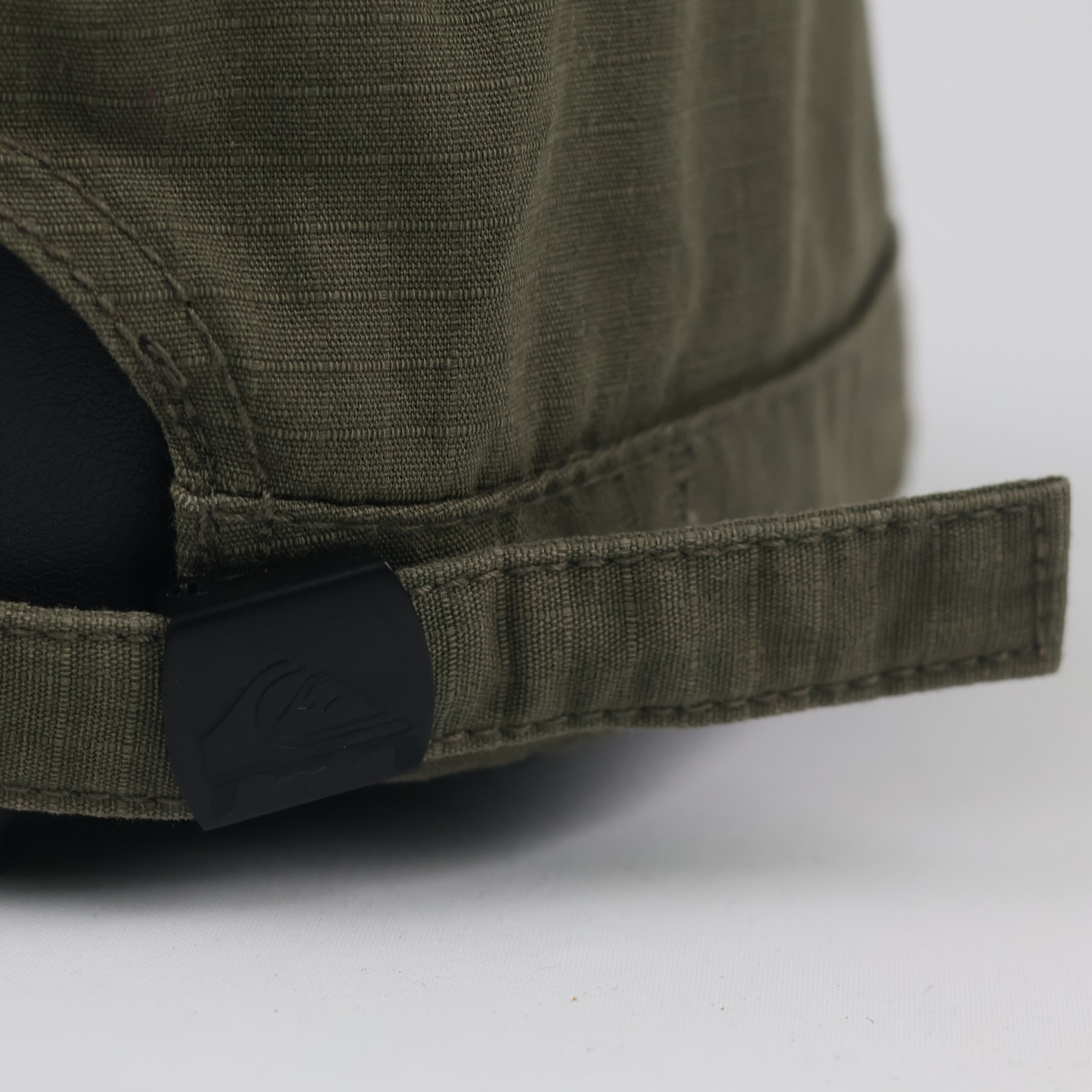 Quiksilver Olive Green Army Style Cap - Leather Logo Patch Military Hat