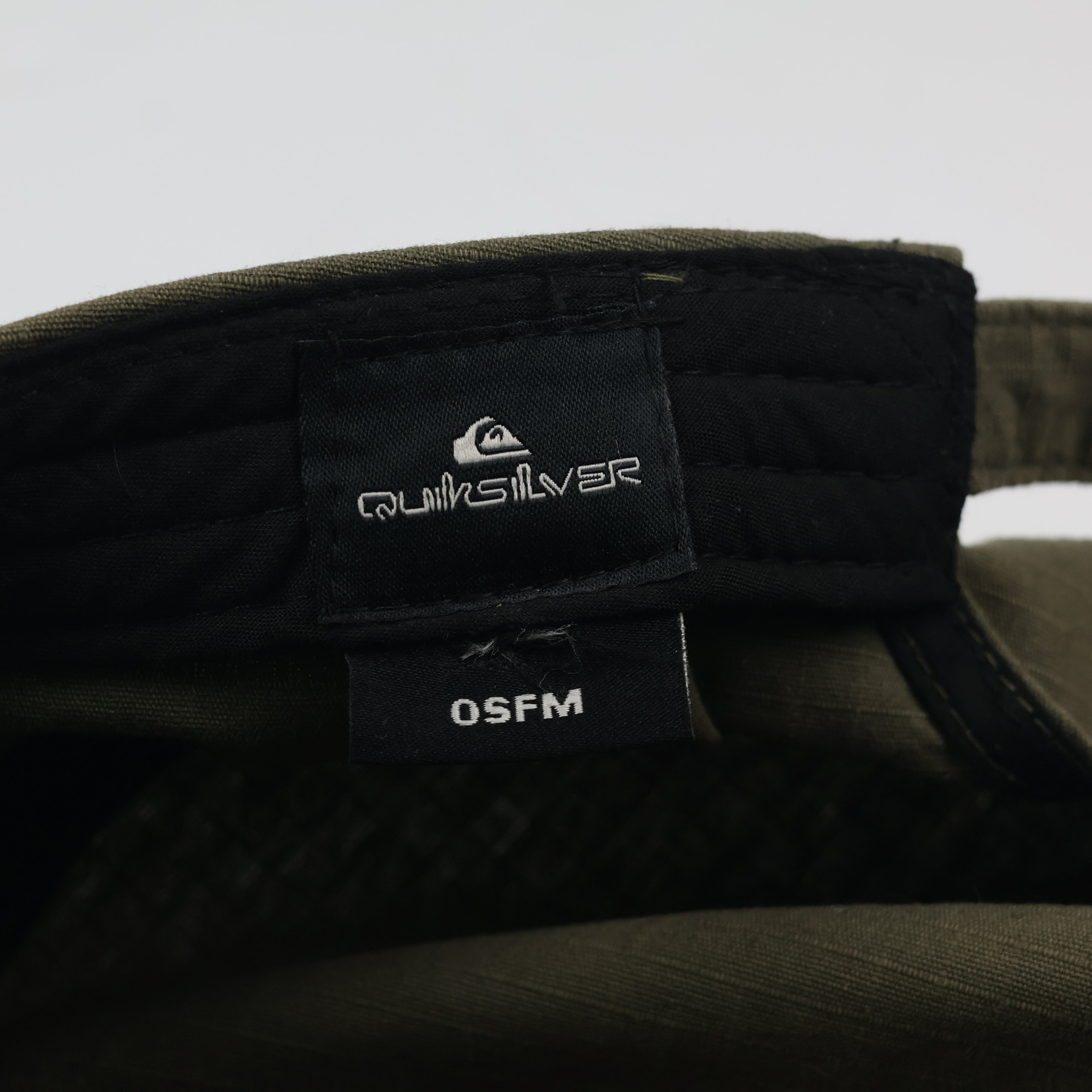 Quiksilver Olive Green Army Style Cap - Leather Logo Patch Military Hat