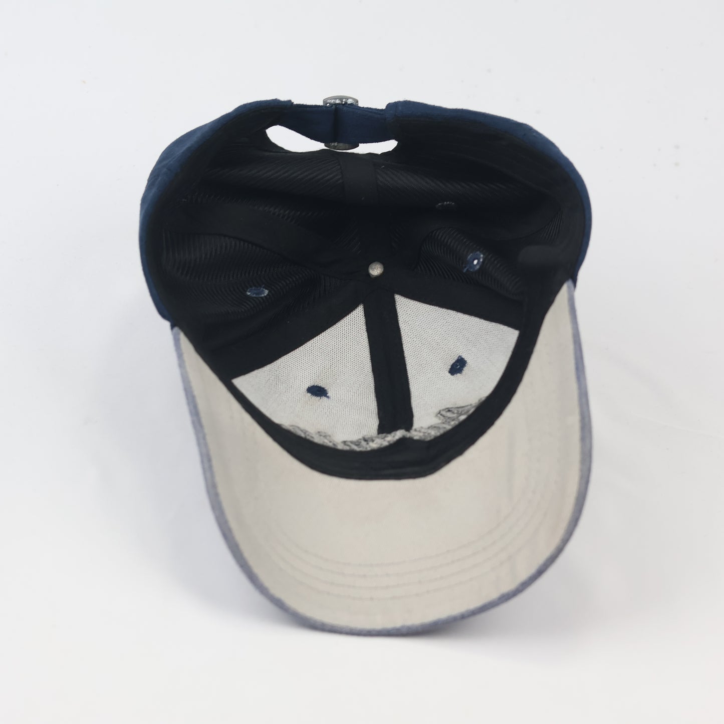 Austria Script Navy Blue & Grey Suede-Like Thrifted Baseball Cap