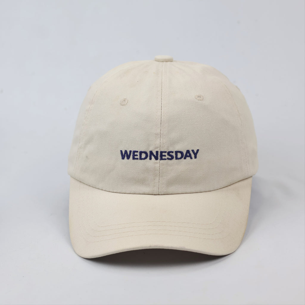 Minimalist Beige "Wednesday" Embroidered Thrifted Dad Hat