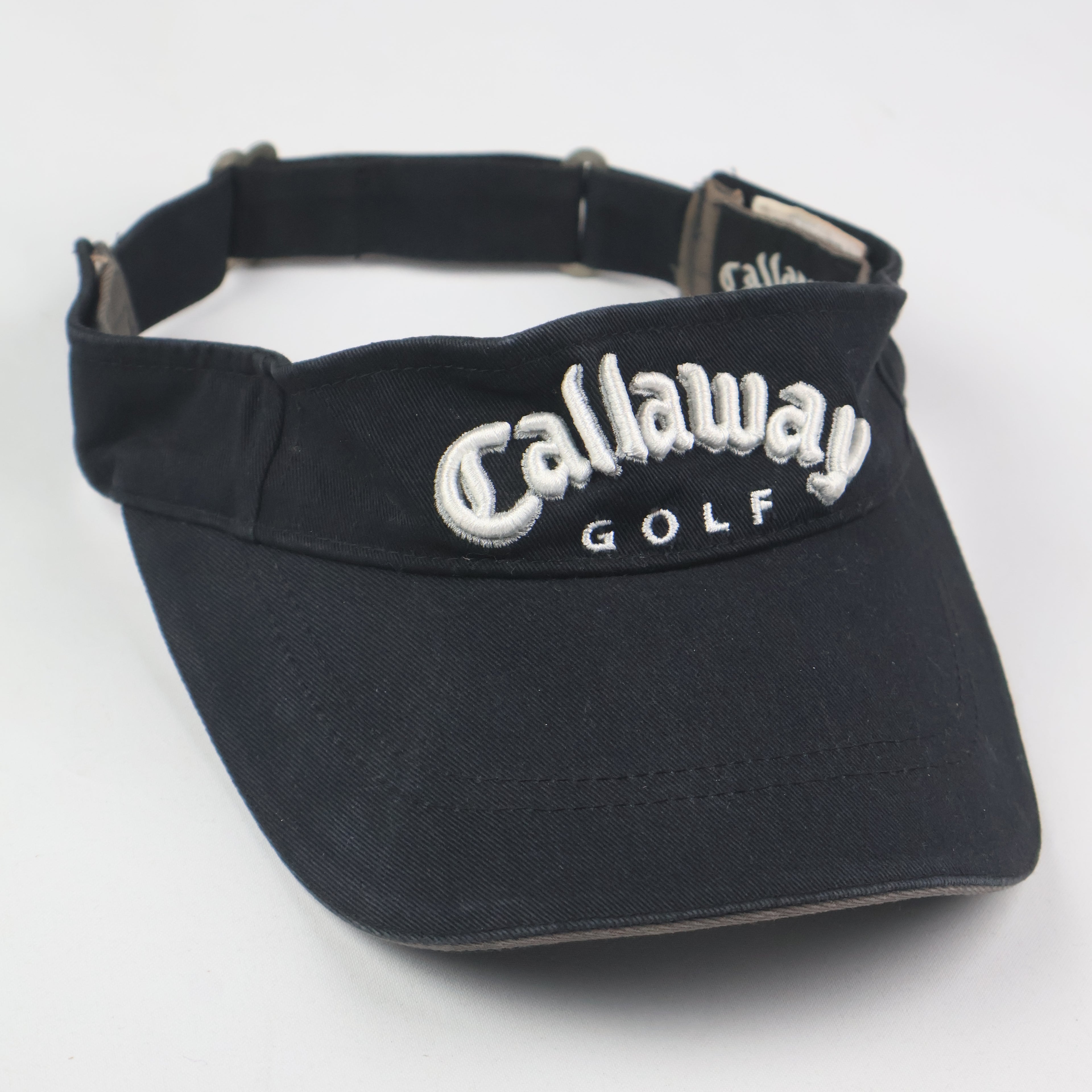 Callaway Golf Adjustable Sun Visor - Black Cotton Sport Hat - Size 56-58cm