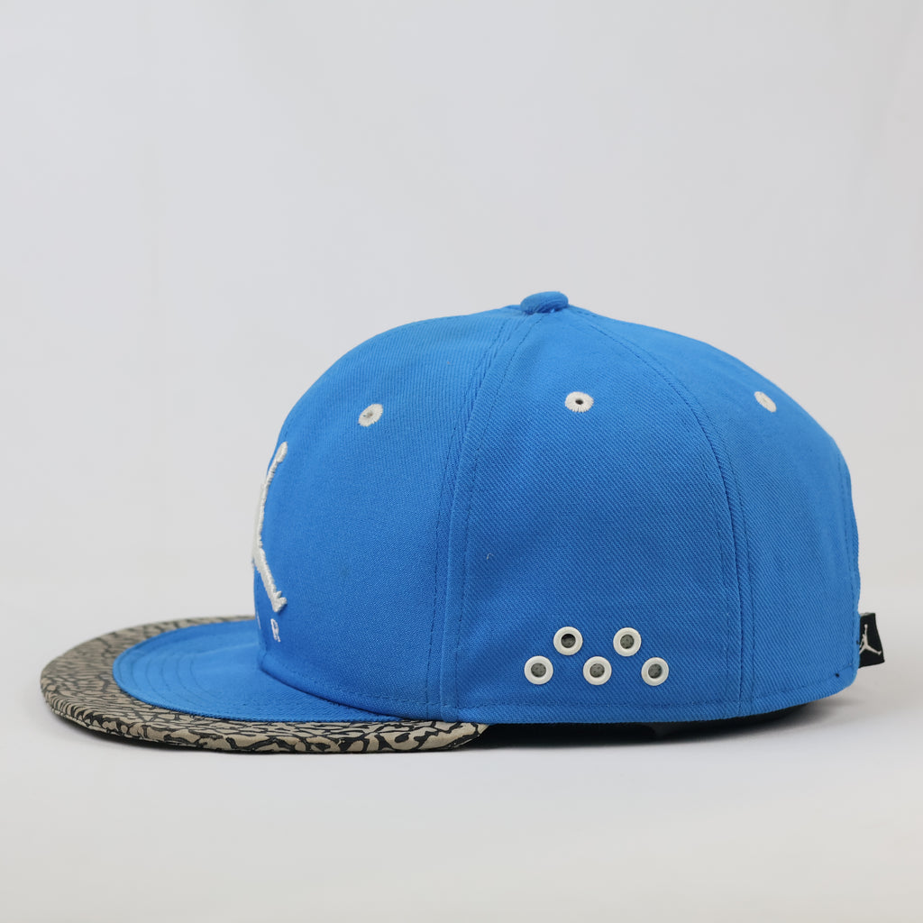 Vintage Air Jordan Blue Baseball Cap - Cement Elephant Print Brim Thrifted Snapback