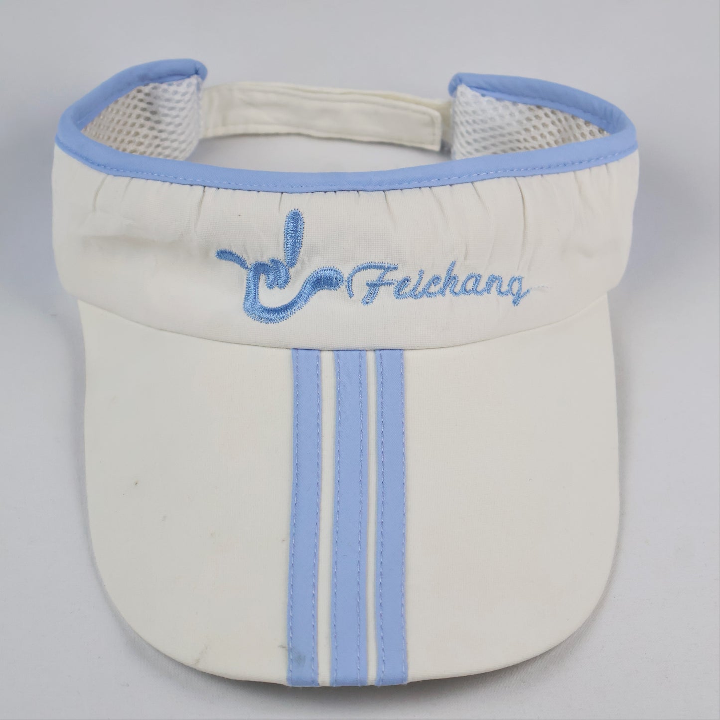 Feichang White & Blue Striped Sun Visor - Adjustable Sport Tennis Cap