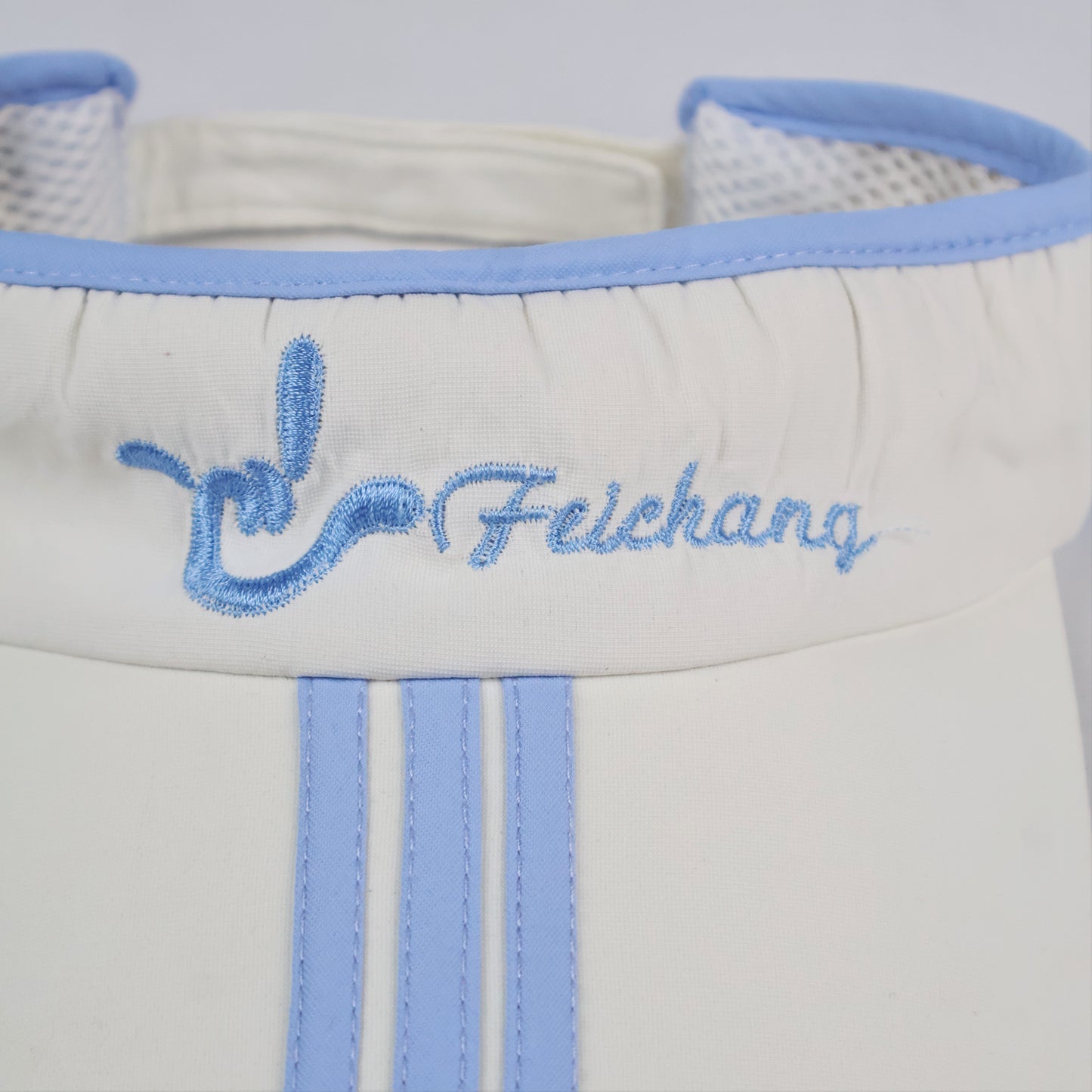 Feichang White & Blue Striped Sun Visor - Adjustable Sport Tennis Cap