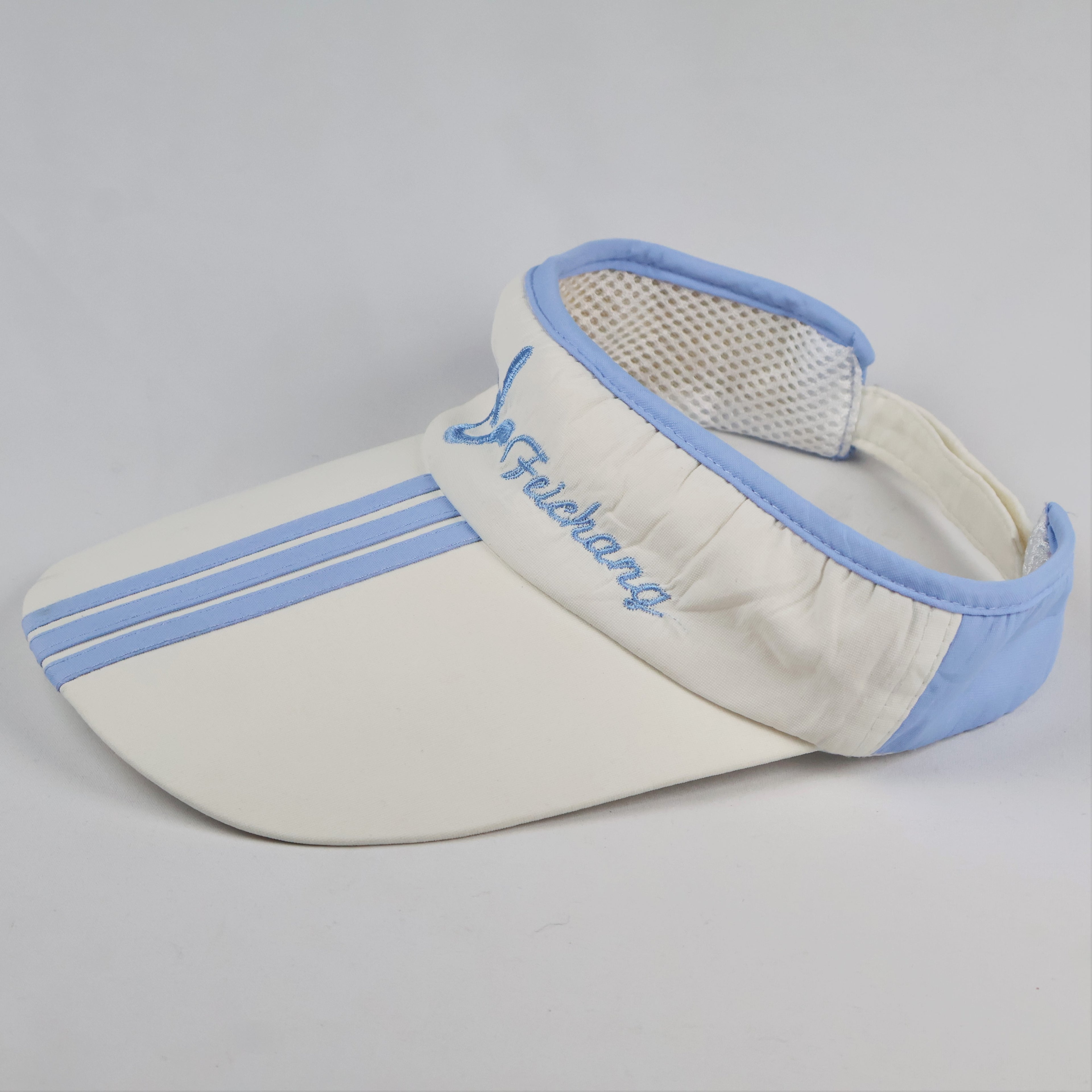 Feichang White & Blue Striped Sun Visor - Adjustable Sport Tennis Cap