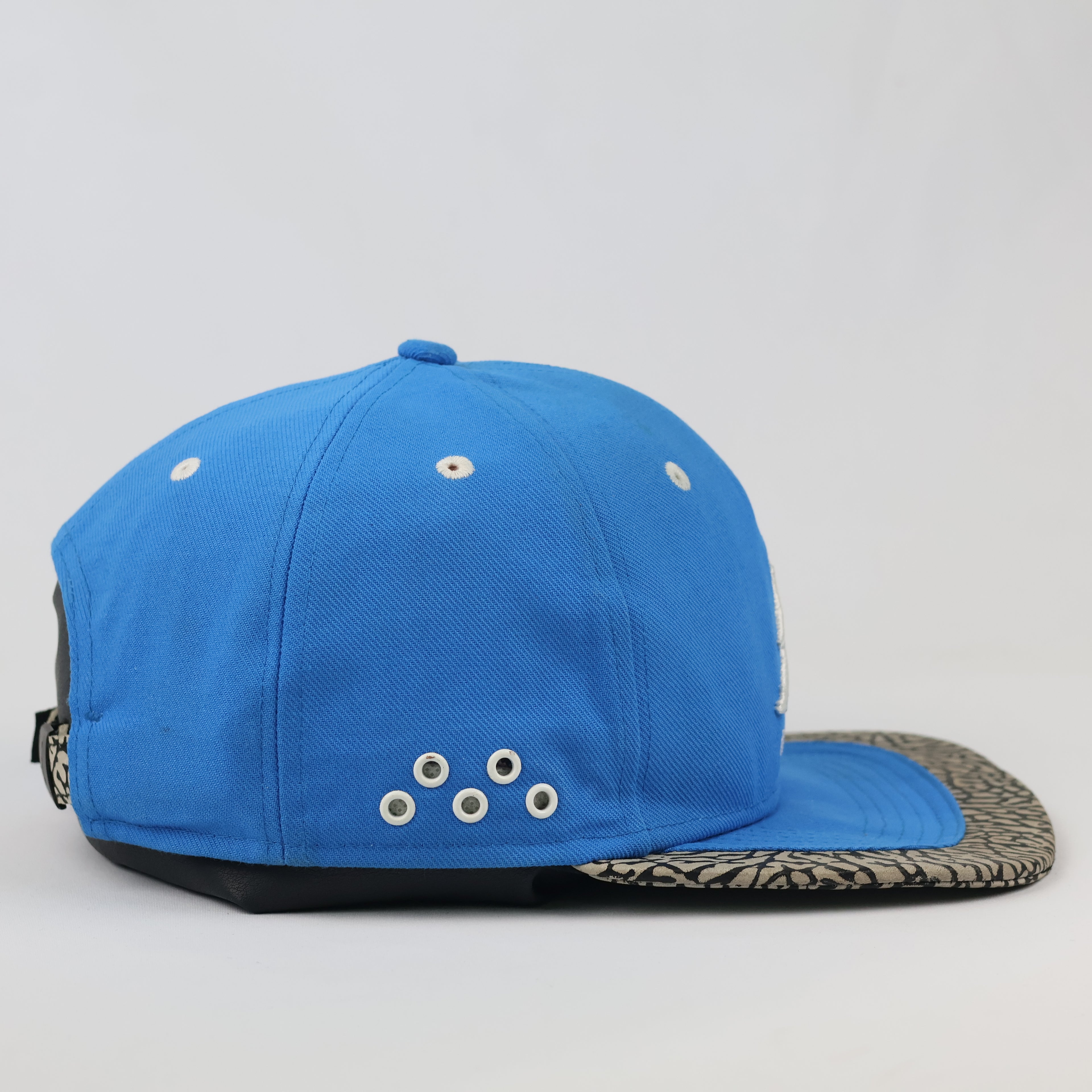 Vintage Air Jordan Blue Baseball Cap - Cement Elephant Print Brim Thrifted Snapback