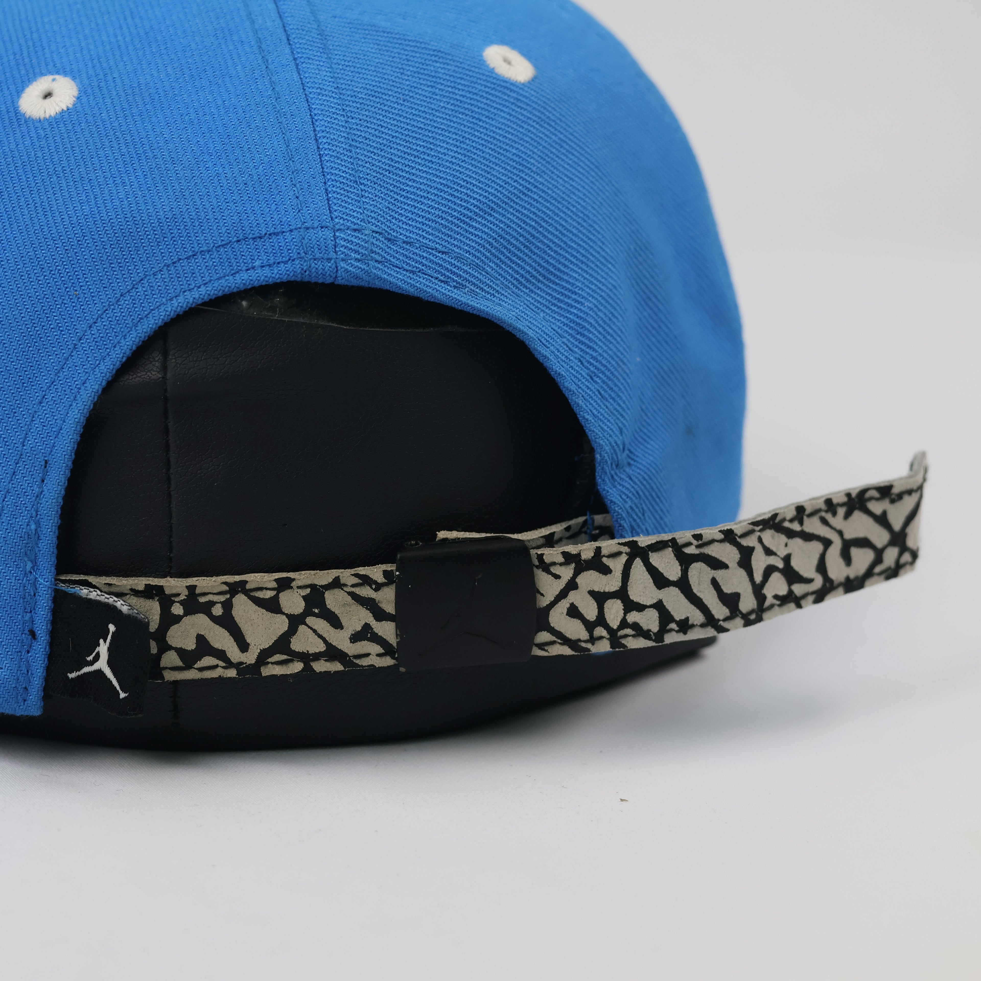Vintage Air Jordan Blue Baseball Cap - Cement Elephant Print Brim Thrifted Snapback