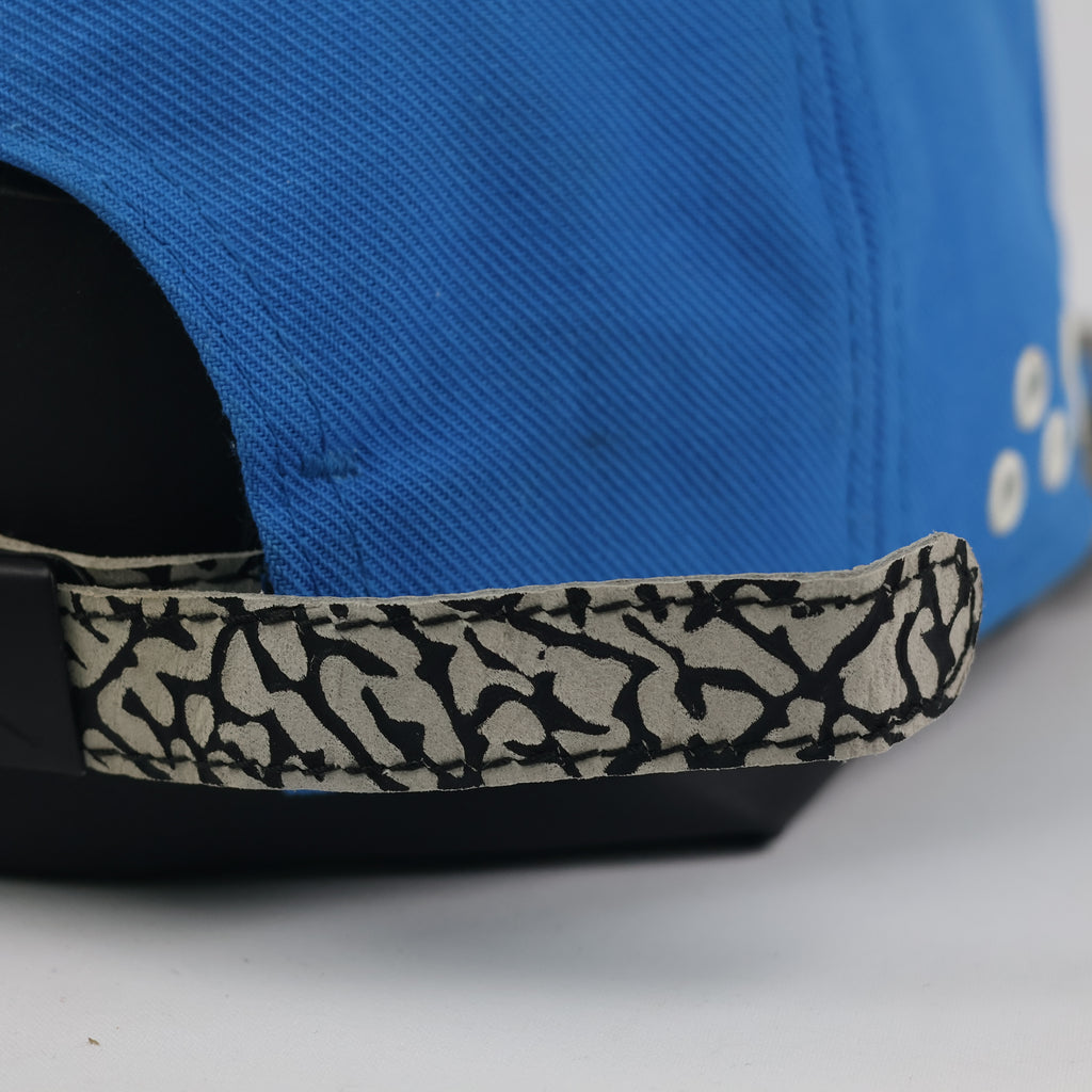 Vintage Air Jordan Blue Baseball Cap - Cement Elephant Print Brim Thrifted Snapback