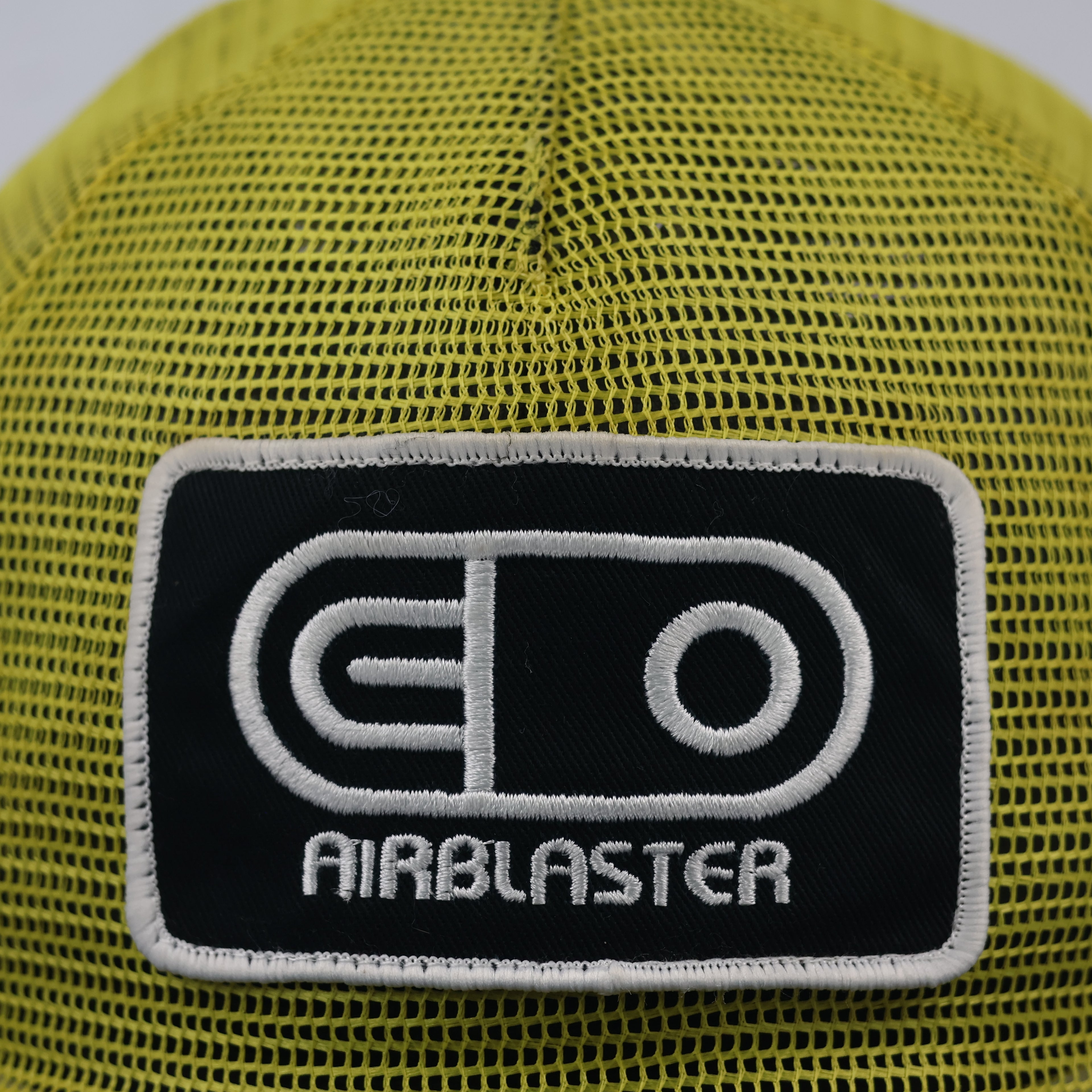Vintage Airblaster Logo Patch Trucker Cap - Yellow & Black Mesh Hat