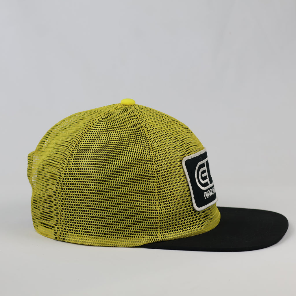 Vintage Airblaster Logo Patch Trucker Cap - Yellow & Black Mesh Hat