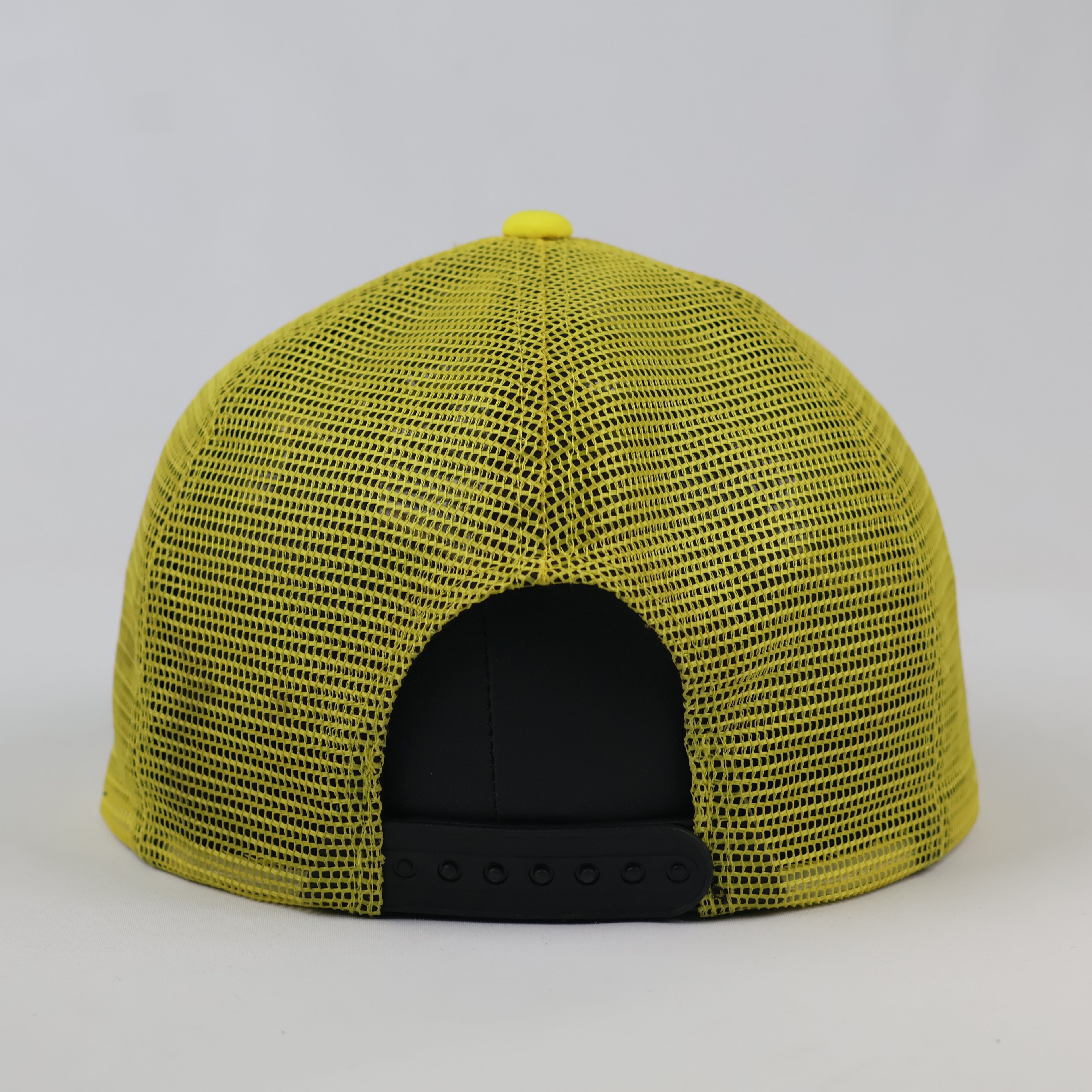 Vintage Airblaster Logo Patch Trucker Cap - Yellow & Black Mesh Hat