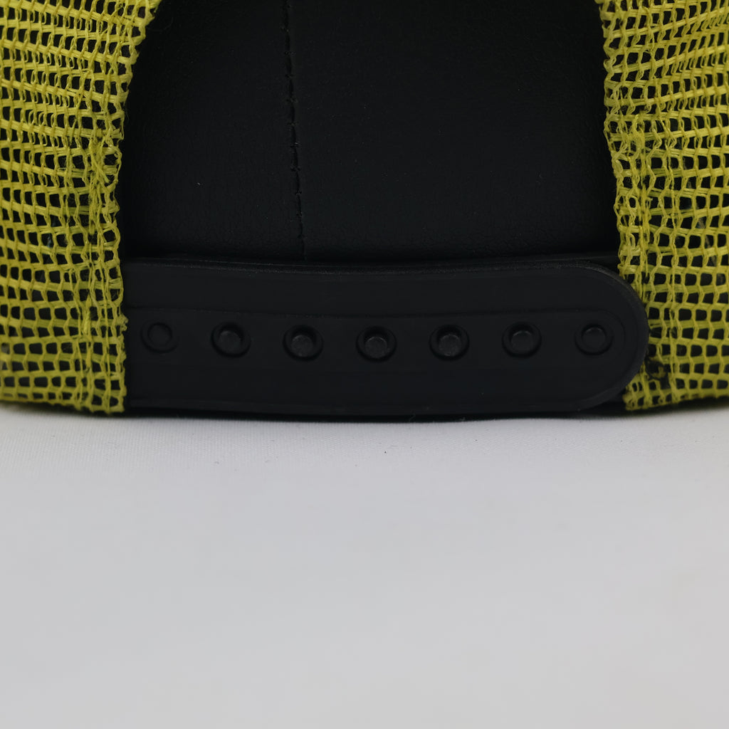 Vintage Airblaster Logo Patch Trucker Cap - Yellow & Black Mesh Hat