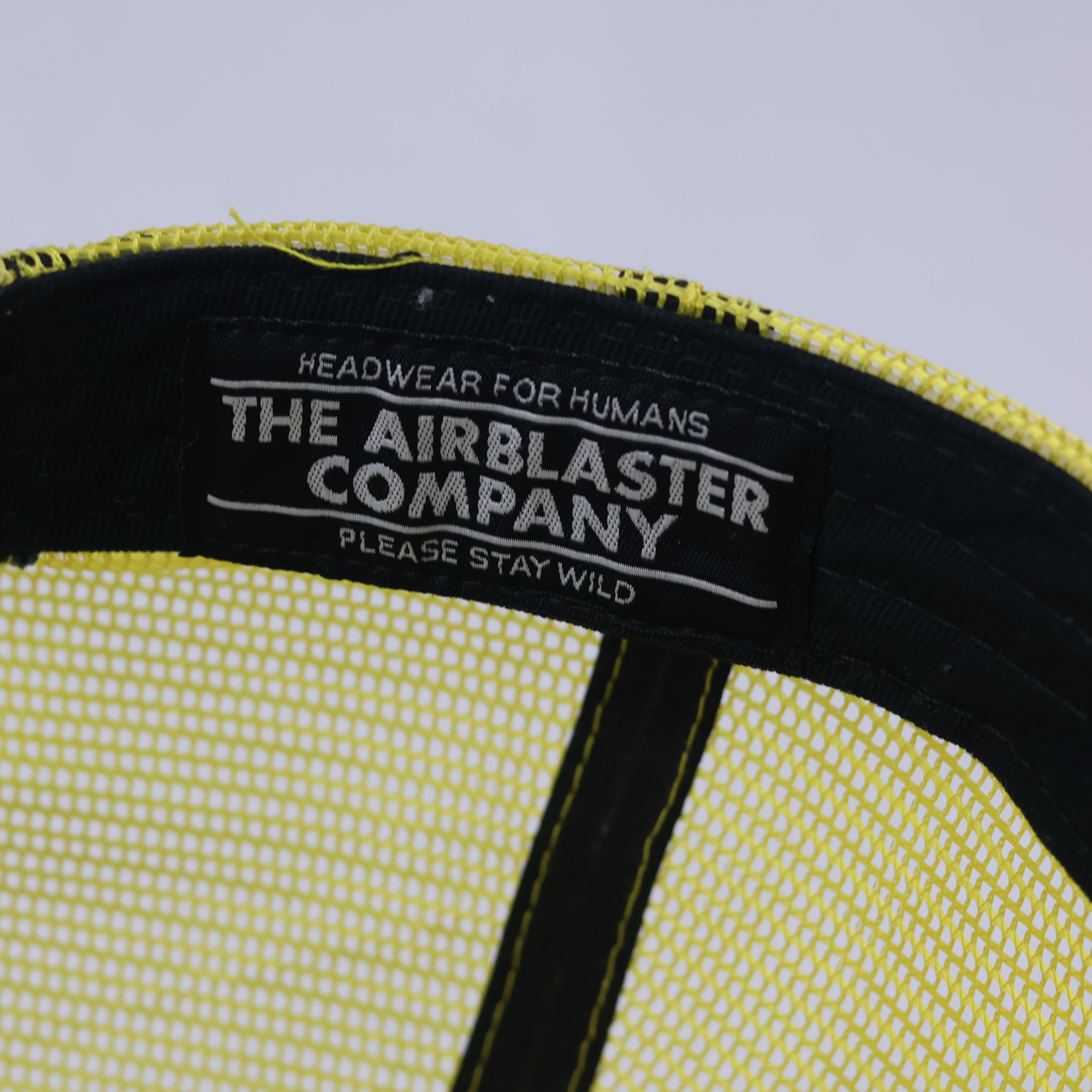 Vintage Airblaster Logo Patch Trucker Cap - Yellow & Black Mesh Hat