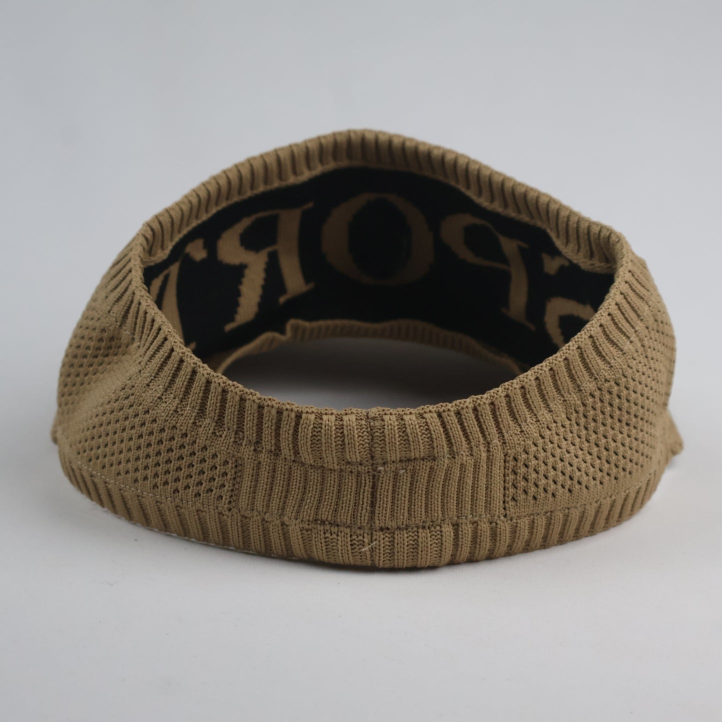 Knit Athletic Sun Visor - Tan Brown with "SPORT" Text - One Size
