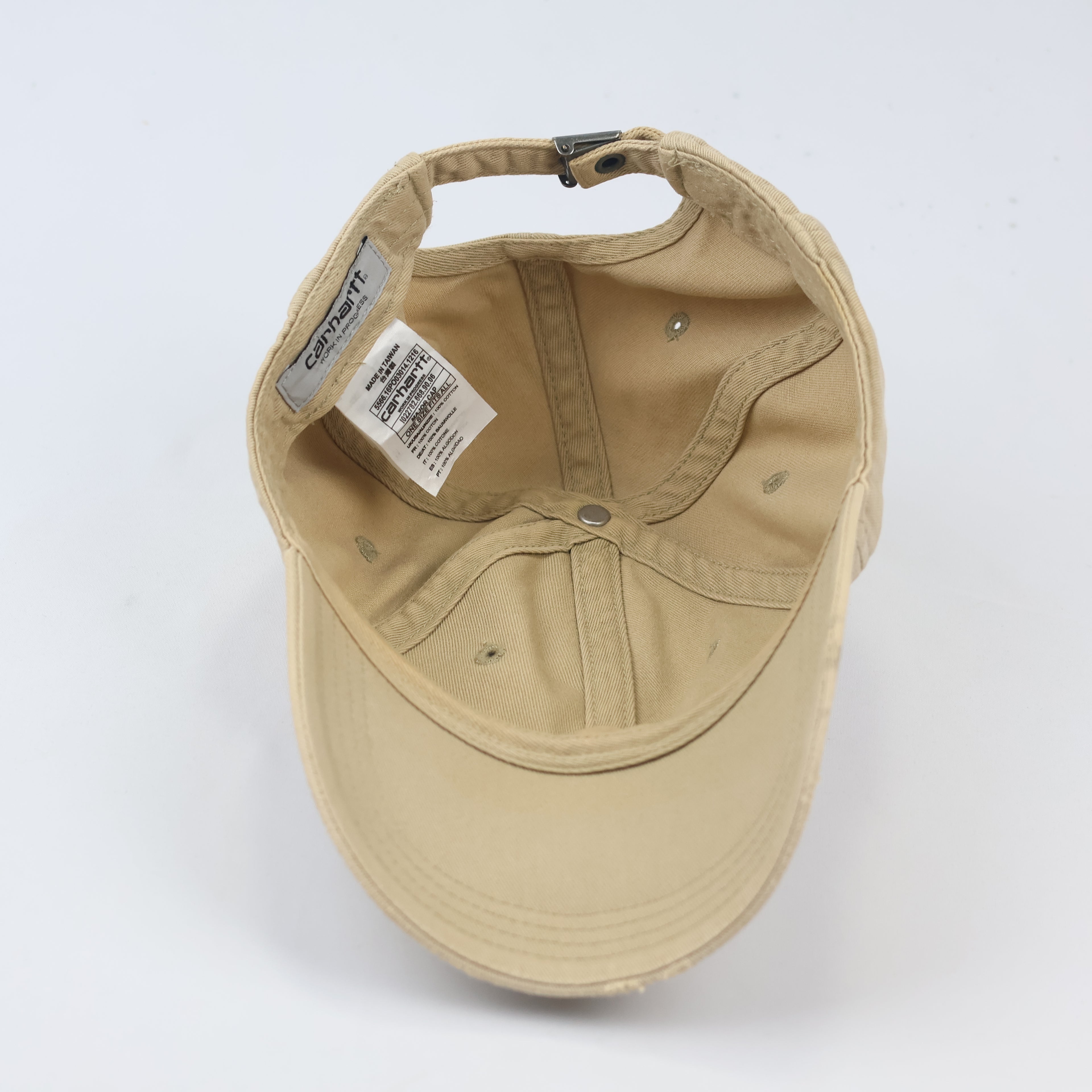 Carhartt Work In Progress Beige Cotton Thrifted Cap - Pre-Loved Distressed Style