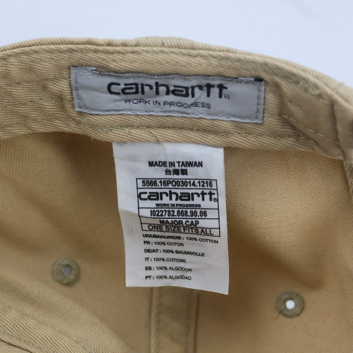Carhartt Work In Progress Beige Cotton Thrifted Cap - Pre-Loved Distressed Style