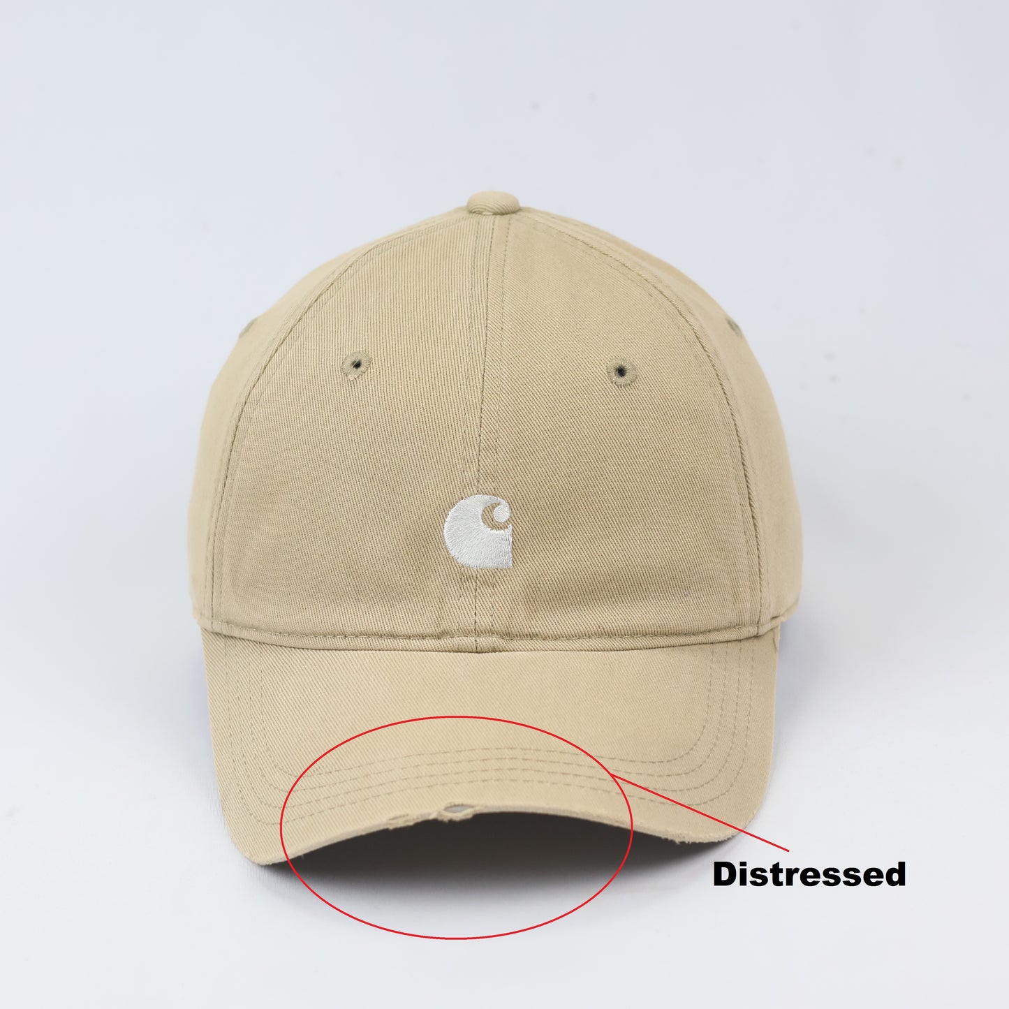 Carhartt Work In Progress Beige Cotton Thrifted Cap - Pre-Loved Distressed Style