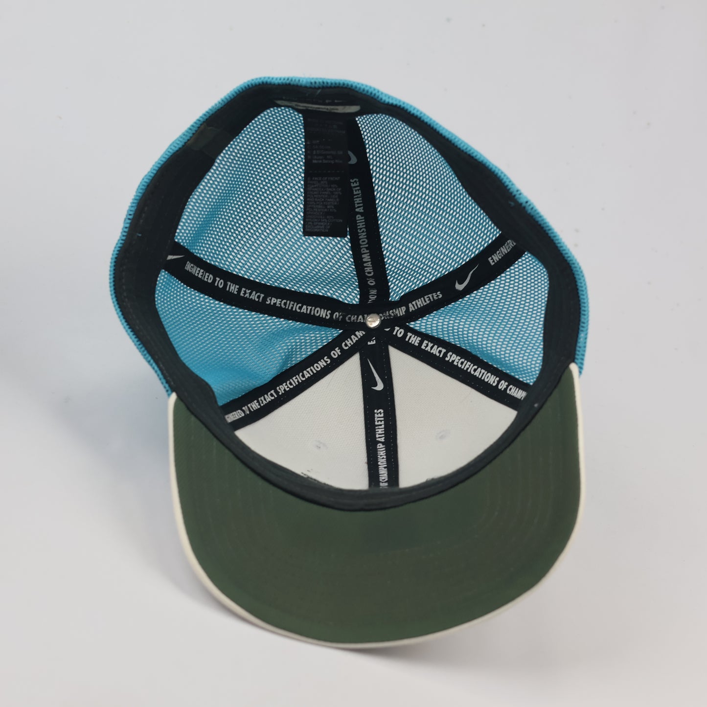Nike Golf "Championship Athletes" Two-Tone Mesh Thrifted Cap - White & Teal