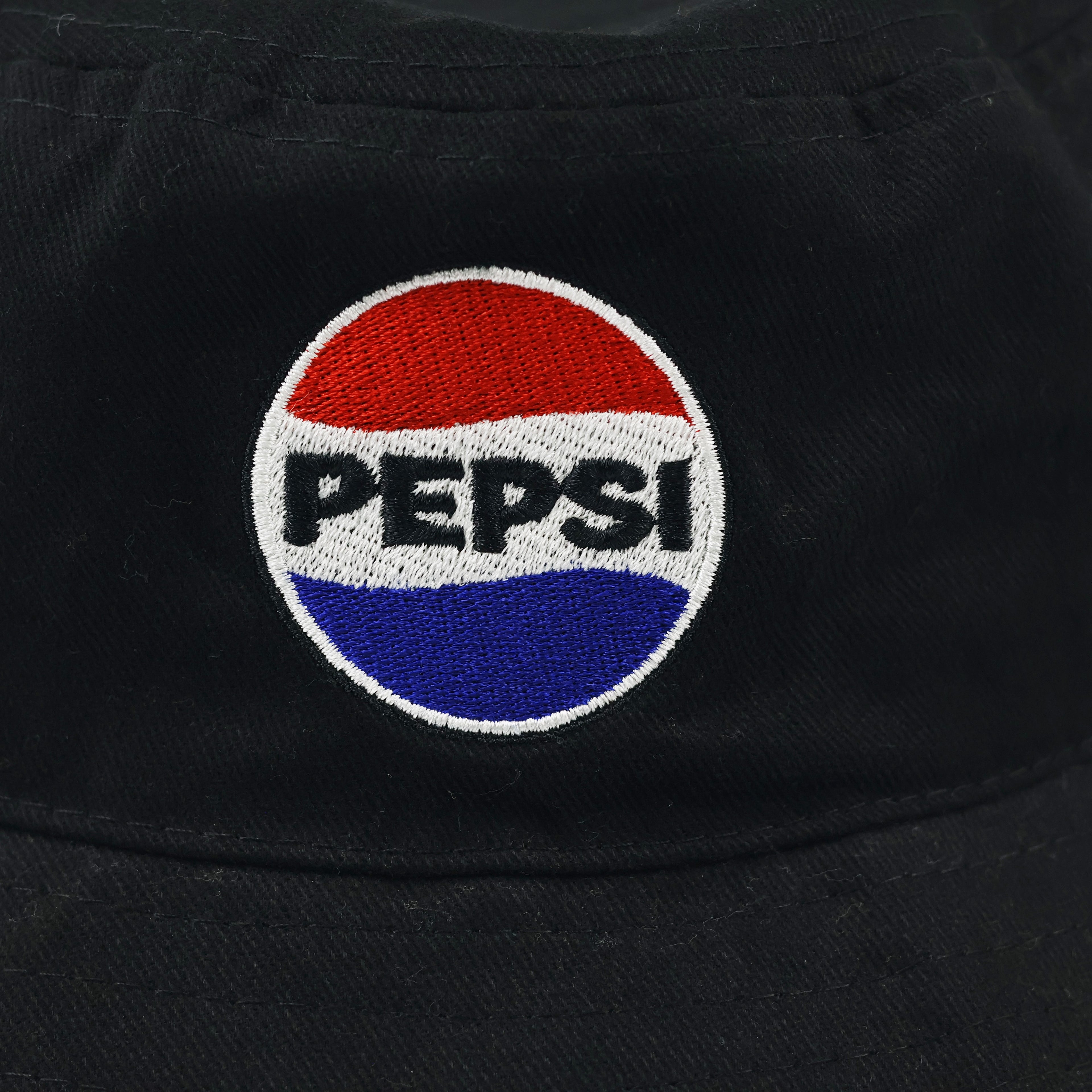Retro Pepsi Cola Logo Bucket Hat - Classic Black Festival Rave Cap