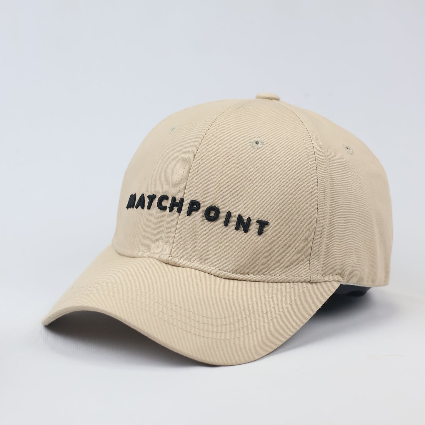 Minimalist Beige "MATCHPOINT" Embroidered Baseball Thrifted Cap - Adjustable