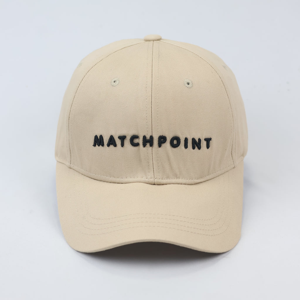 Minimalist Beige "MATCHPOINT" Embroidered Baseball Thrifted Cap - Adjustable