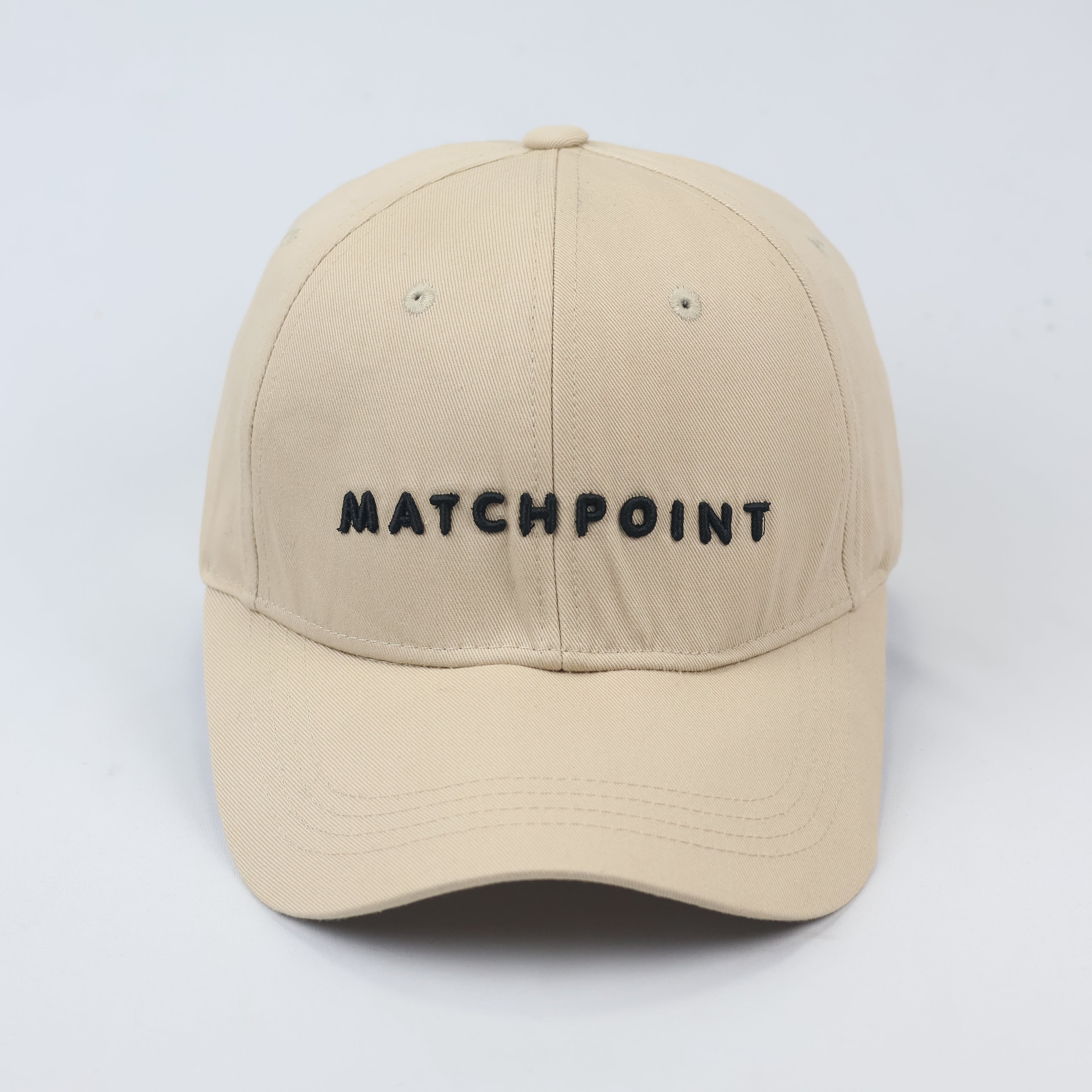 Minimalist Beige "MATCHPOINT" Embroidered Baseball Thrifted Cap - Adjustable