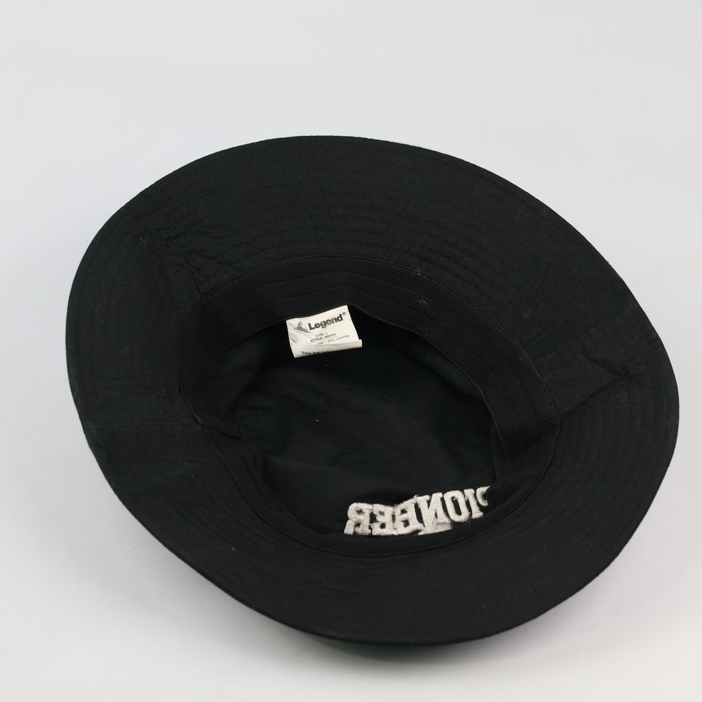 Retro Pioneer Brewing Company Casual Bucket Hat | Thrifted Black Cap 58-59cm